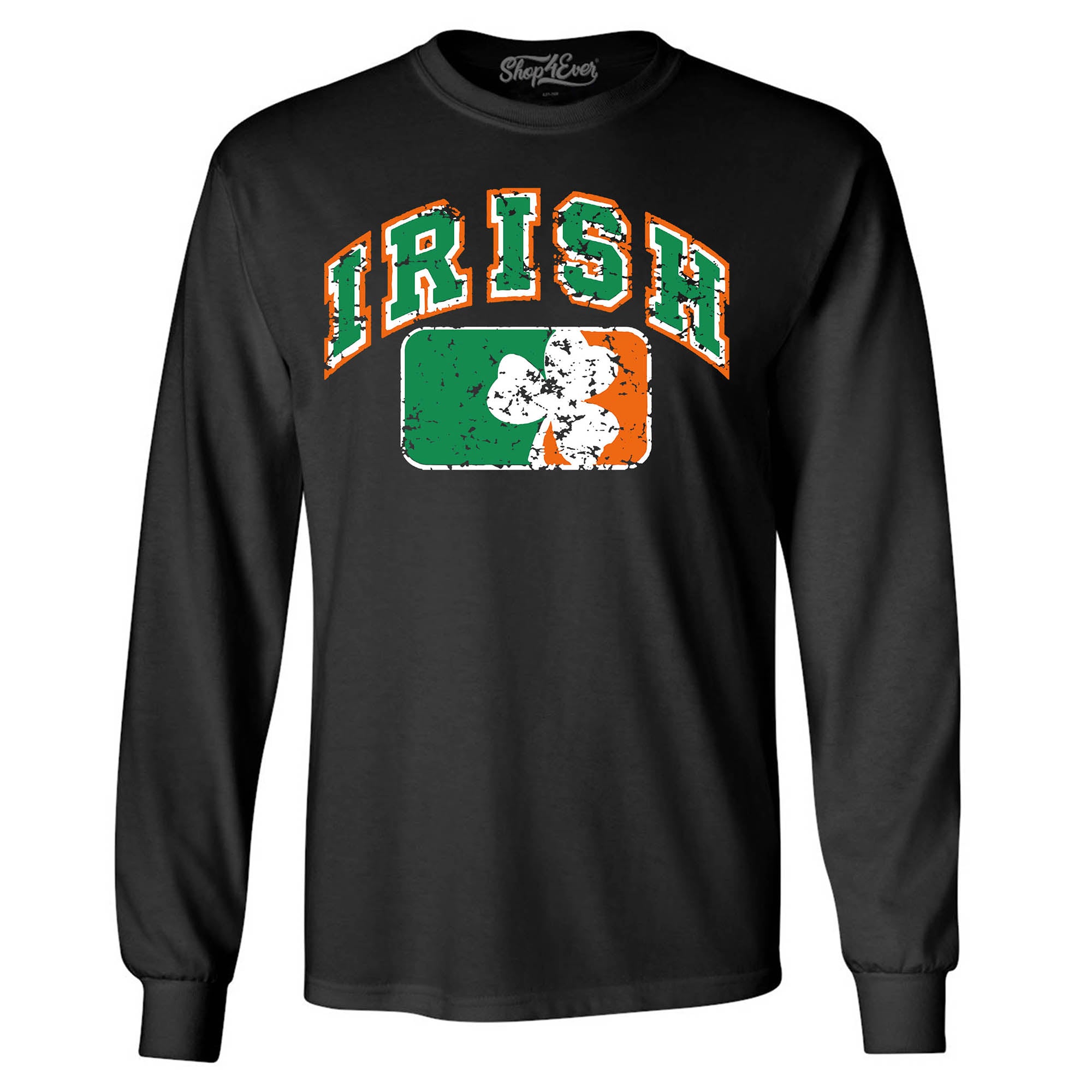 Vintage Irish Flag Shamrock Long Sleeve Shirt Saint Patrick's Day Shirts