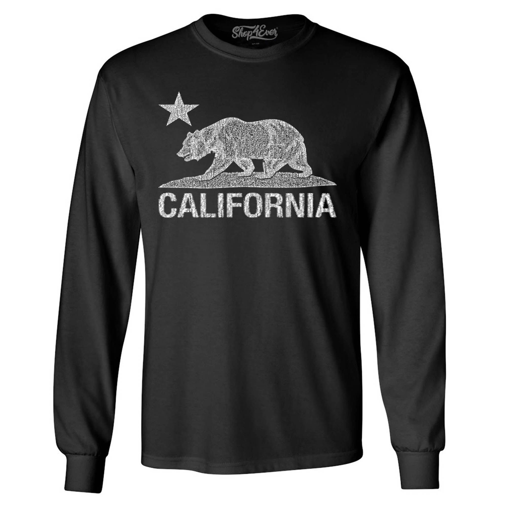 California Distressed White Bear Long Sleeve Shirt California Shirts