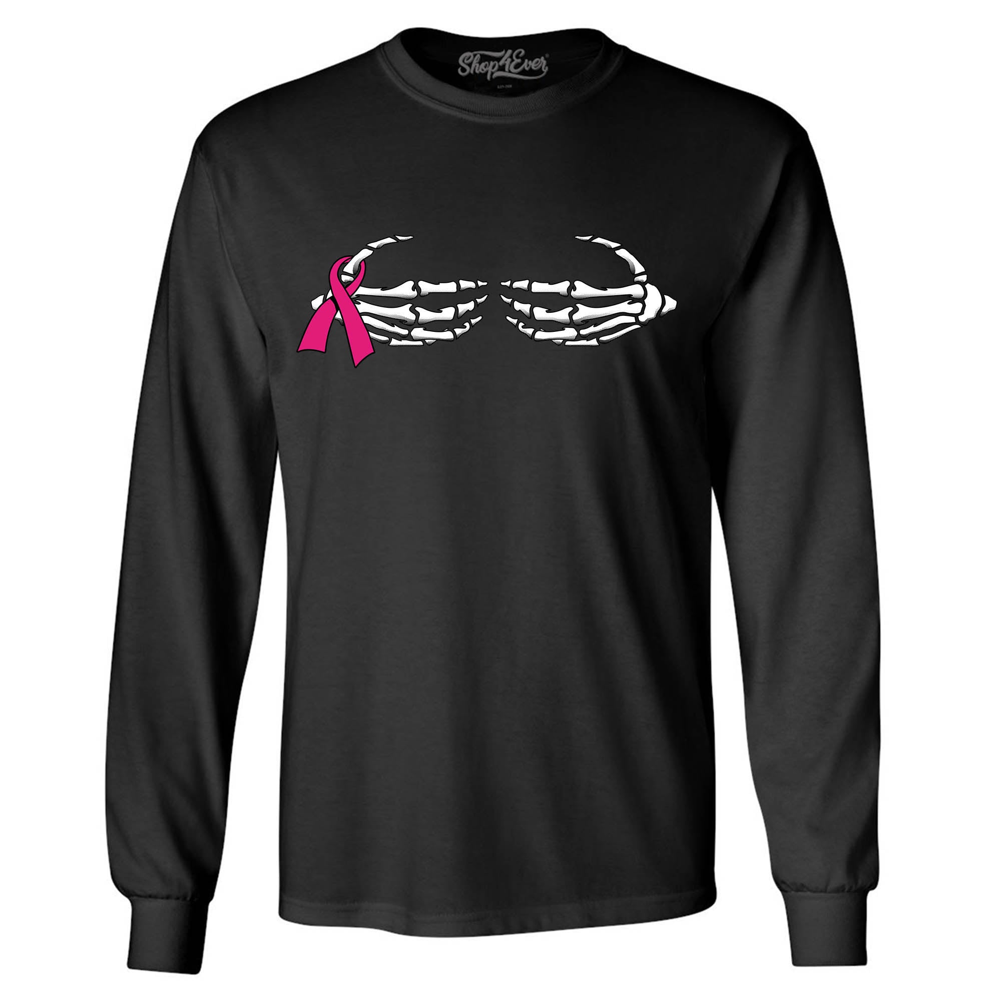 Skeleton Hands Long Sleeve Shirt Breast Cancer Awareness Shirts