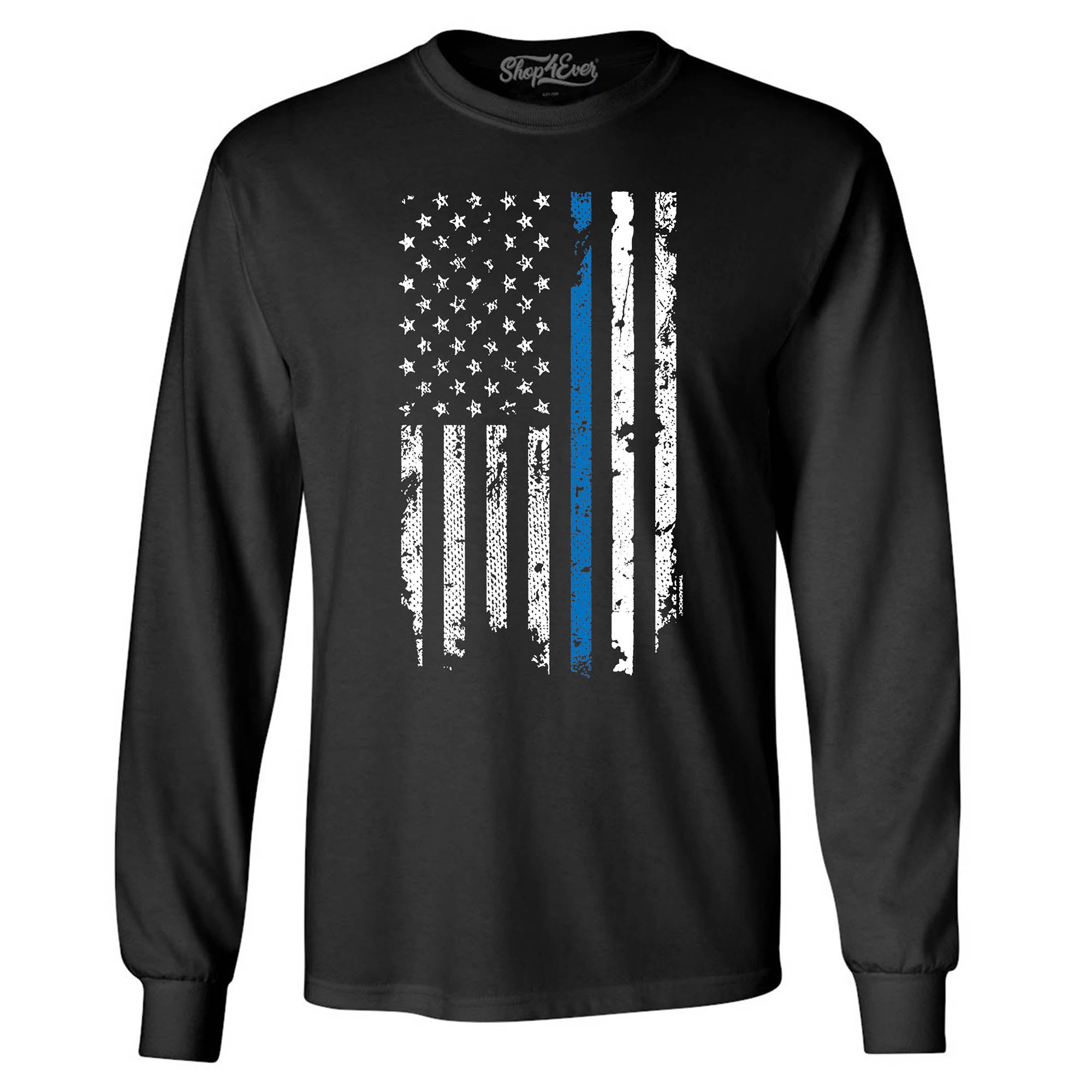 Police Officer American Flag Blue Line USA Long Sleeve Shirt Law Enforcement Shirts