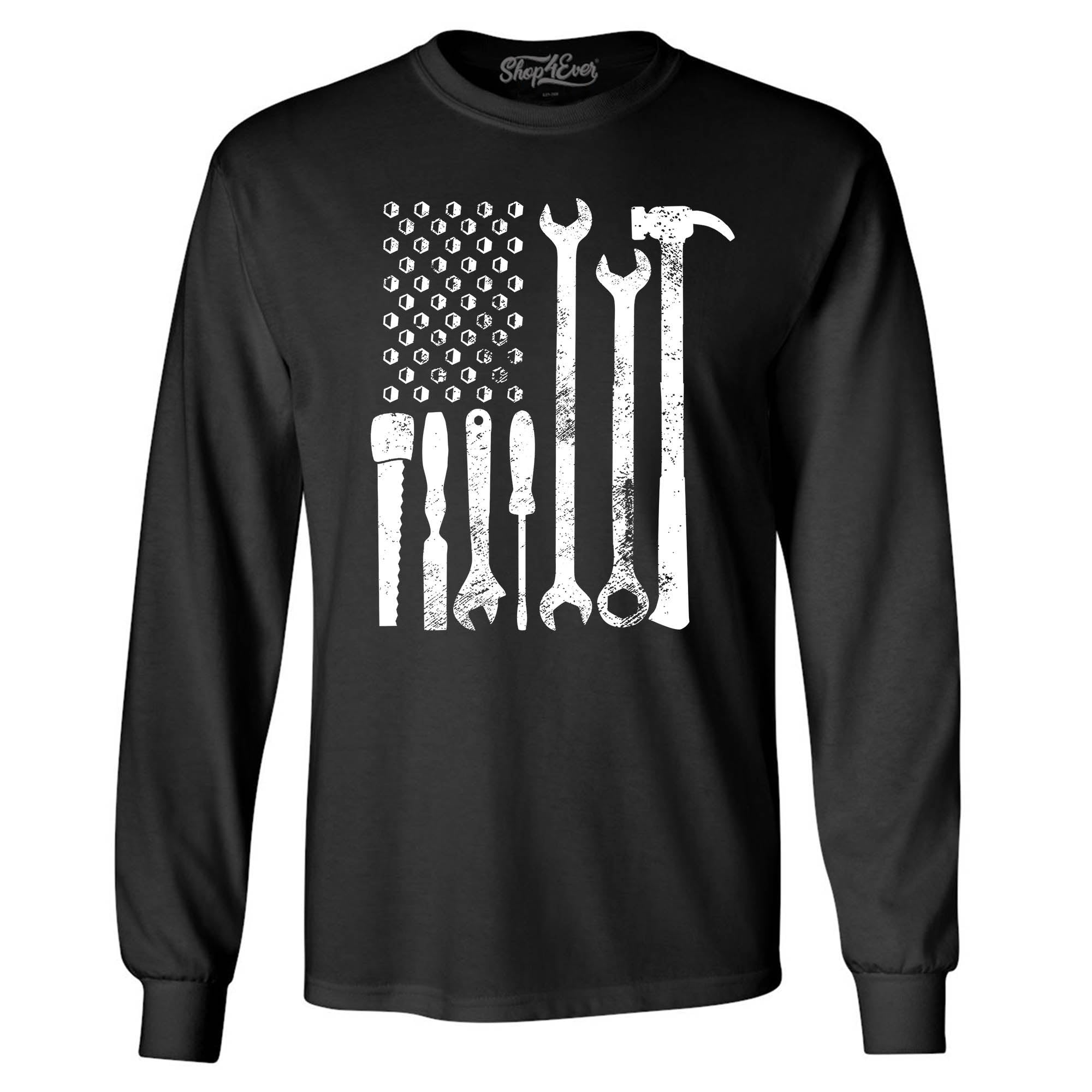Mechanic Tool American Flag USA Long Sleeve Shirt