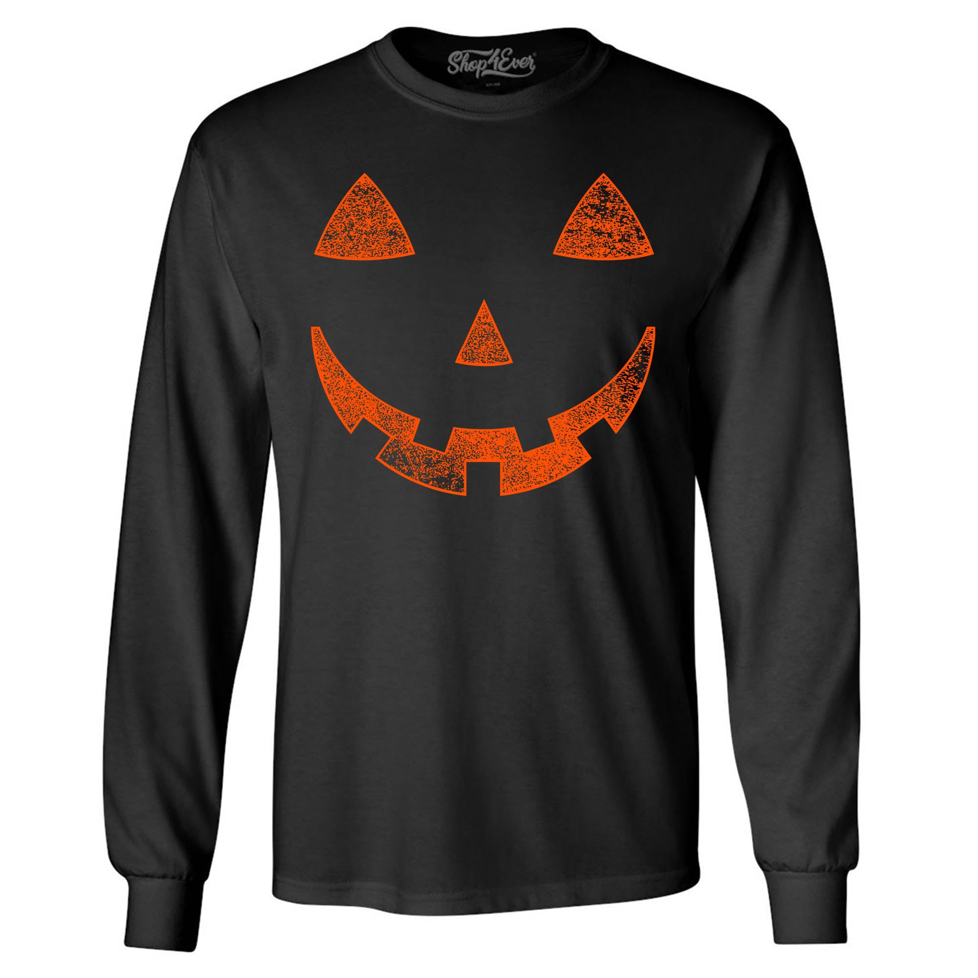 Orange Jack O' Lantern Pumpkin Face Halloween Costume Long Sleeve Shirt