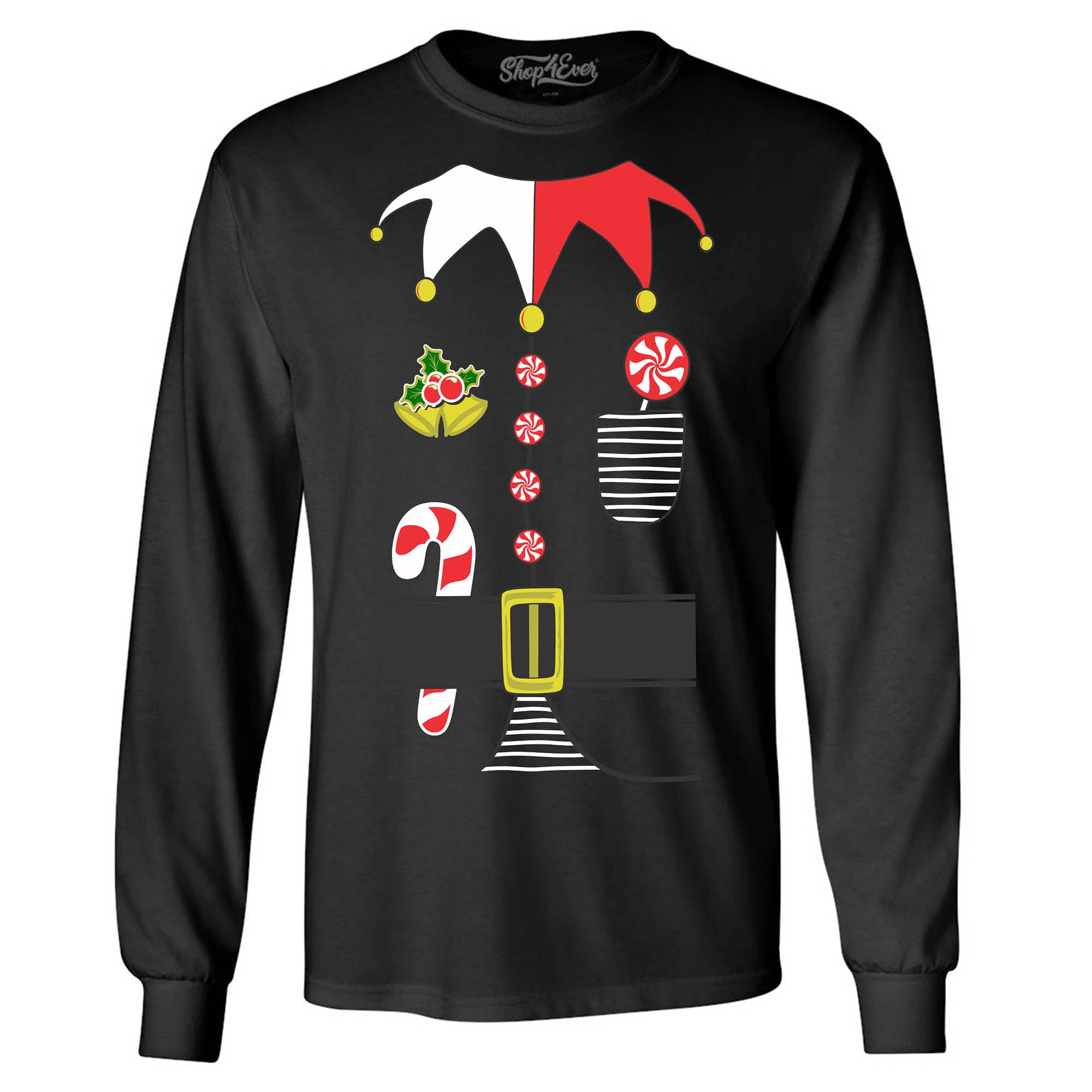 Elf Costume Christmas Candy Holiday Elves Long Sleeve Shirt