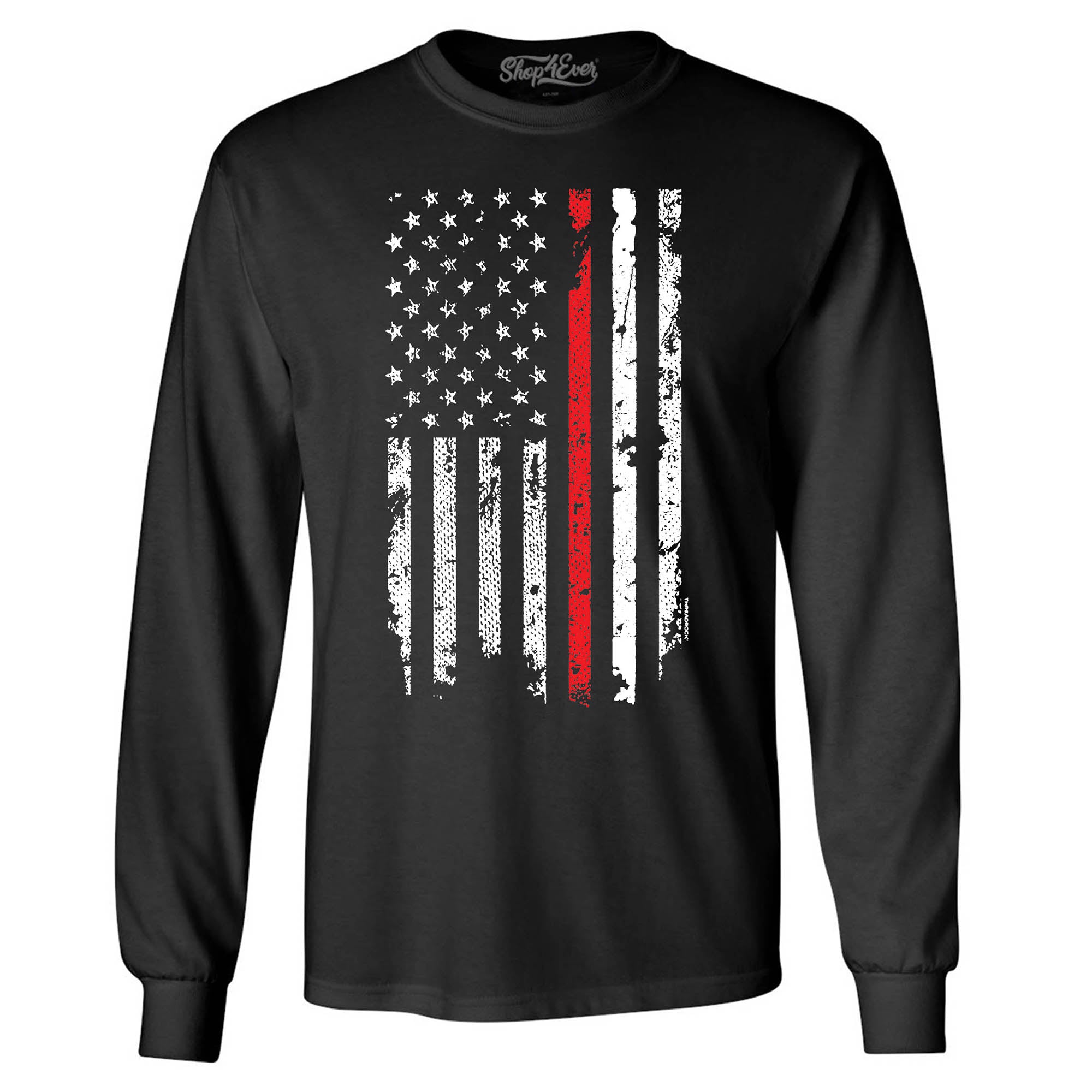 Firefighter American Flag Red Line Stripe USA Long Sleeve Shirt 4th of July Shirts
