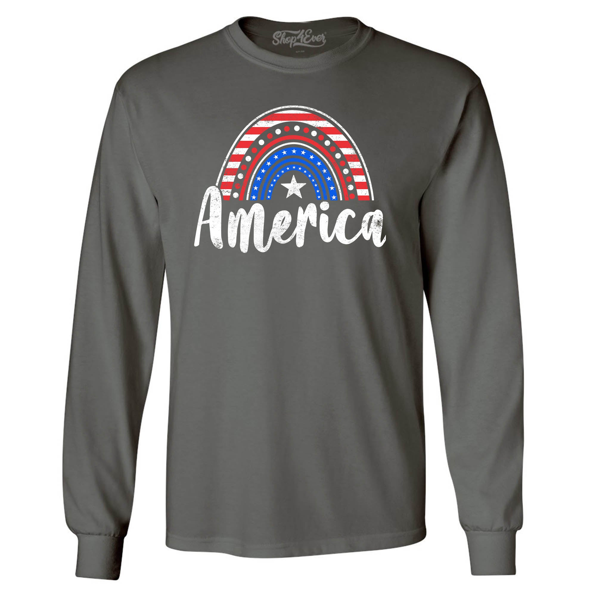 America Patriotic Rainbow 4th of July Long Sleeve Shirt