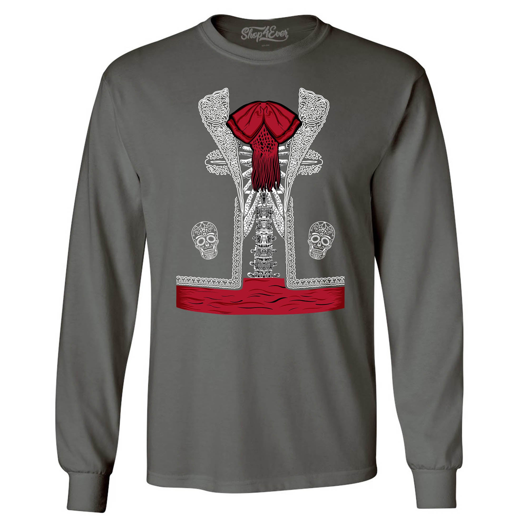 Day of The Dead Mariachi Skeleton Costume Long Sleeve Shirt