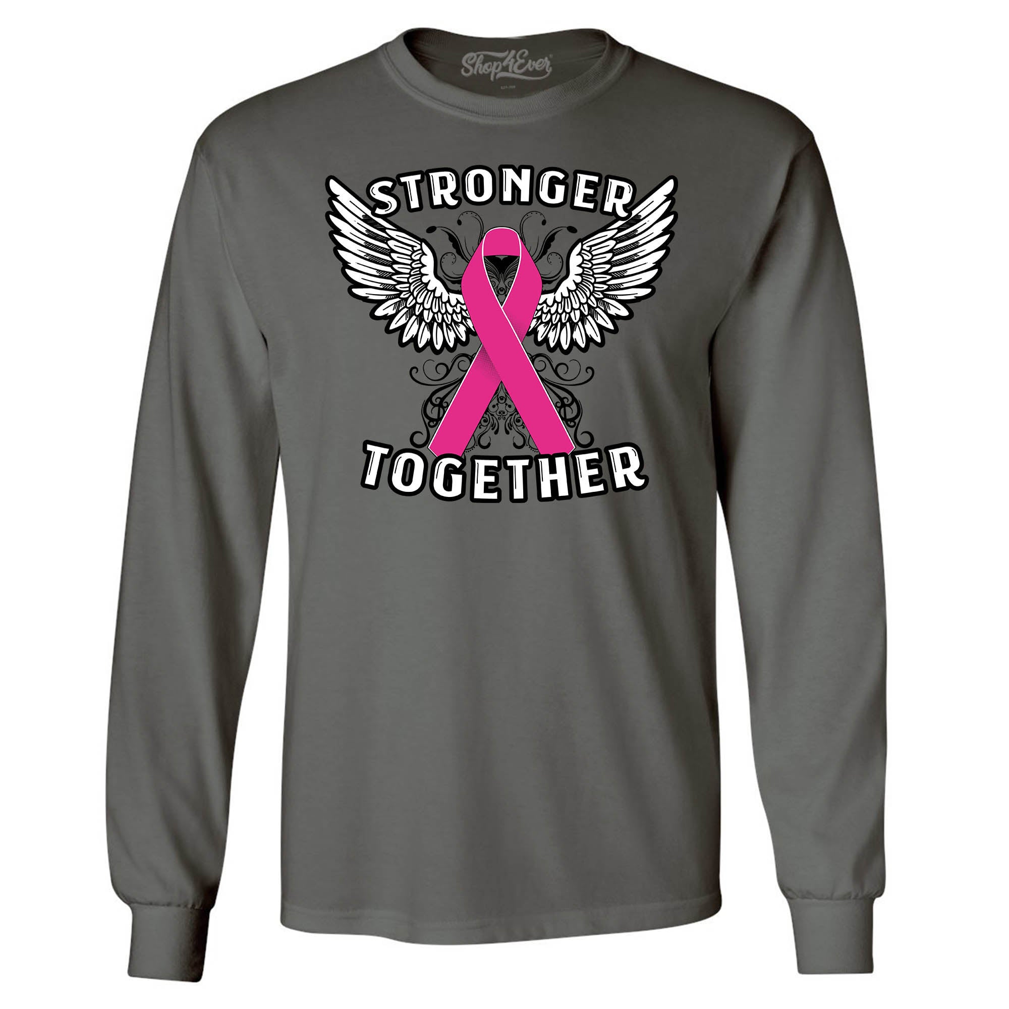 Stronger Together Breast Cancer Ribbon Awareness Long Sleeve Shirt