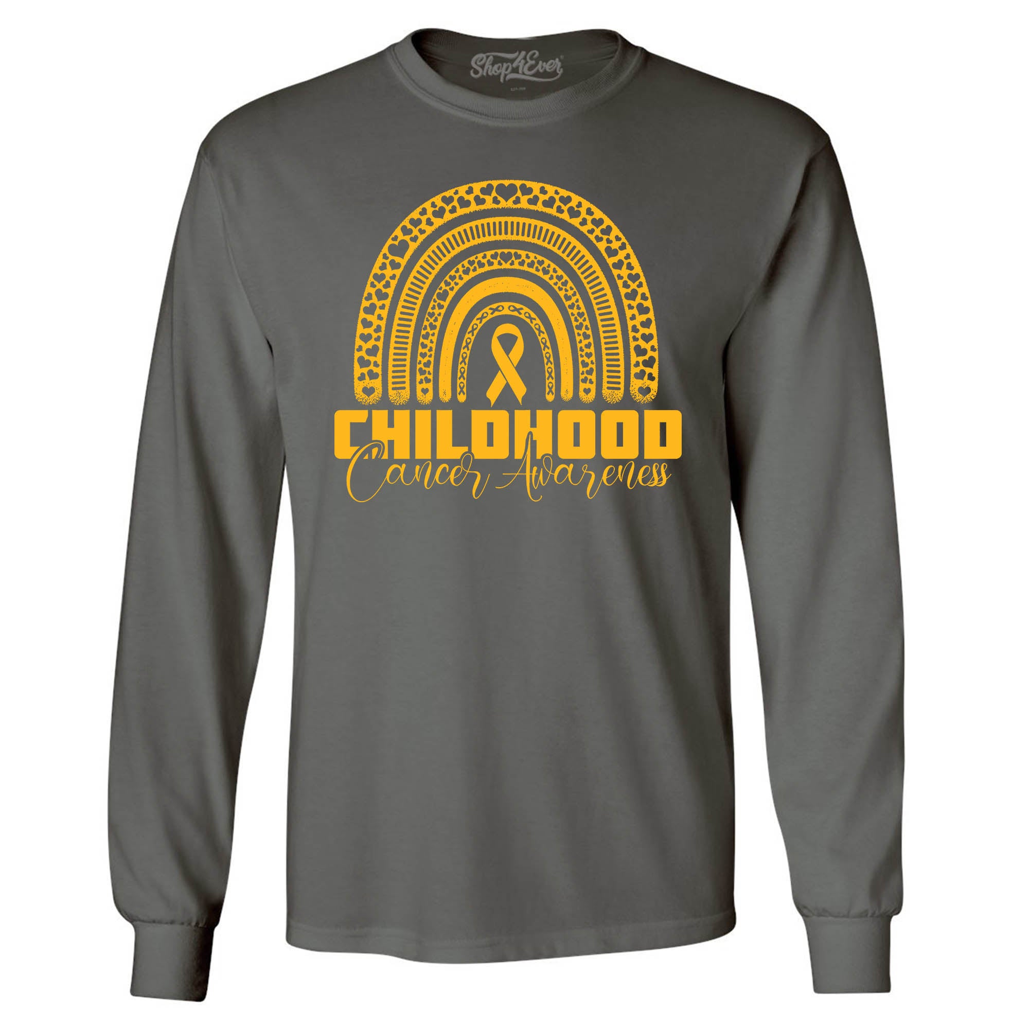 Childhood Cancer Awareness Gold Rainbow Long Sleeve Shirt
