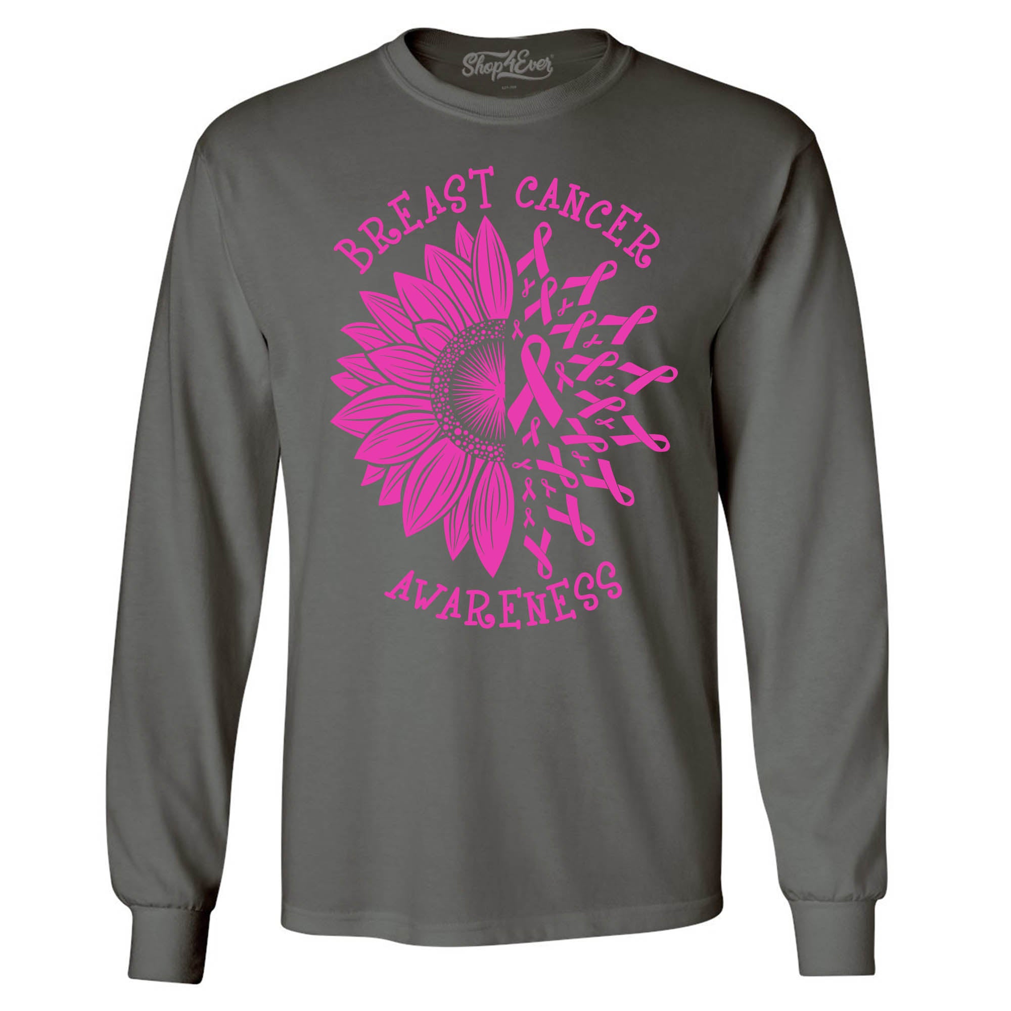 Sunflower Pink Ribbon Breast Cancer Awareness Long Sleeve Shirt
