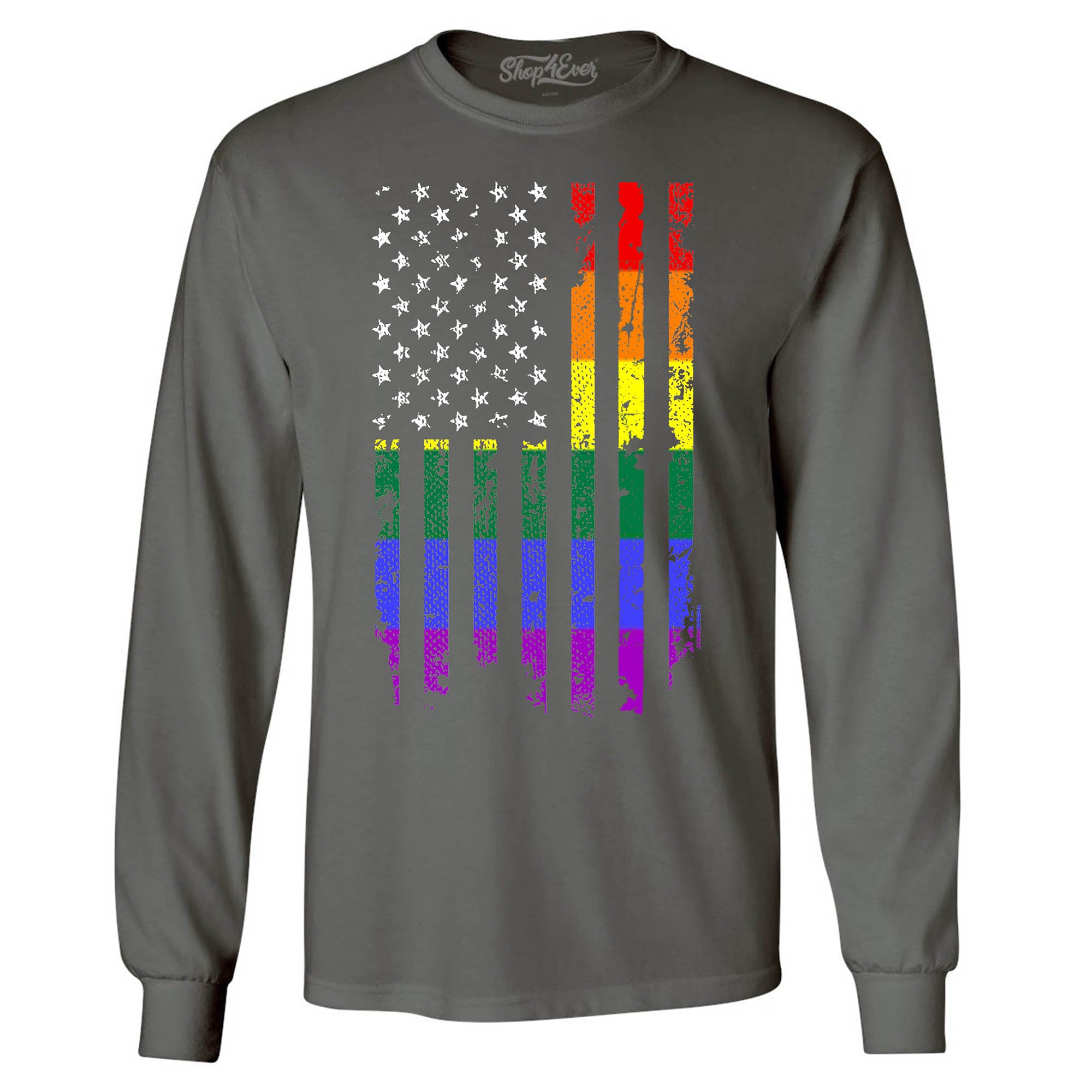 Distressed Rainbow Flag Long Sleeve Shirt Gay Pride Shirts
