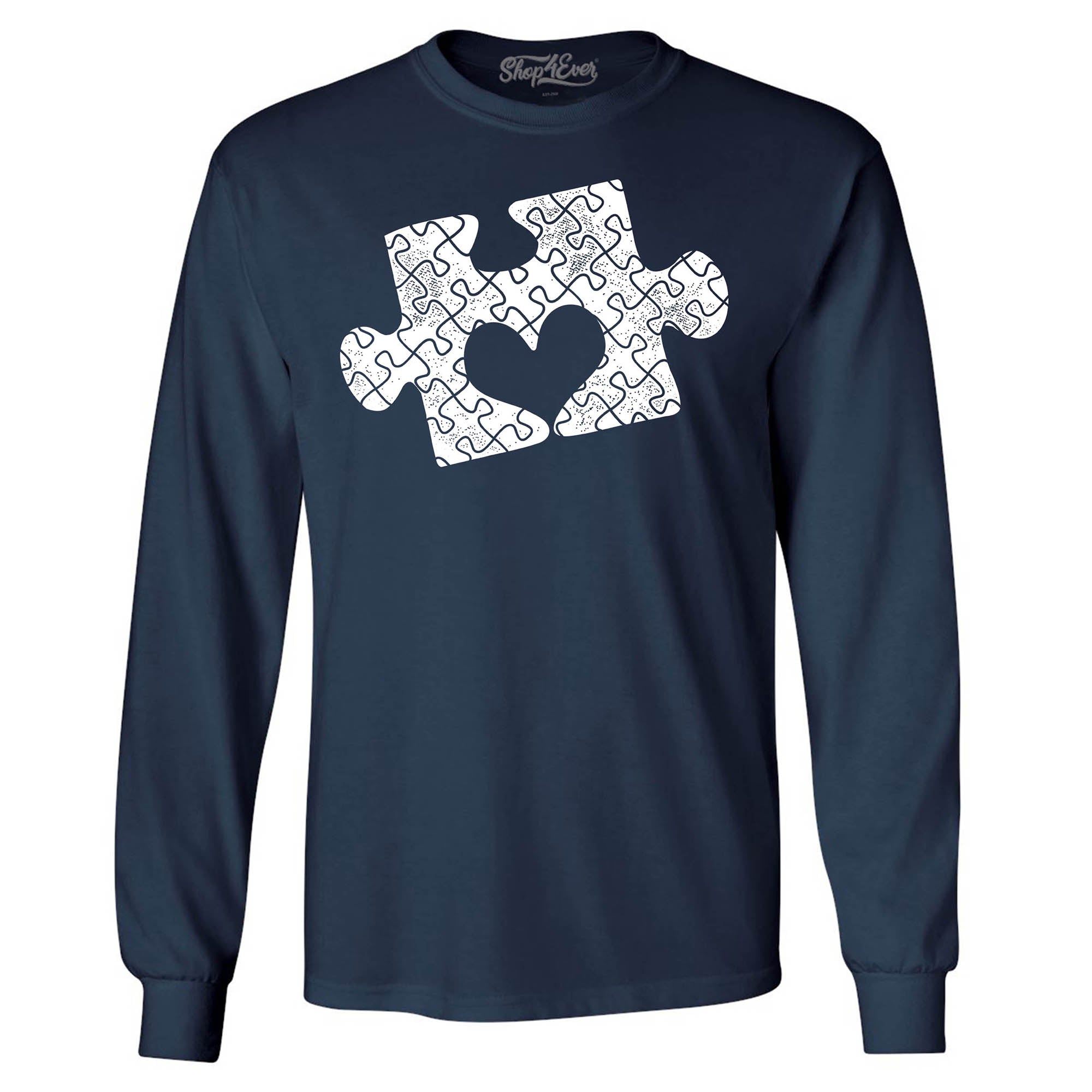 Puzzle Piece Heart Autism Awareness Long Sleeve Shirt