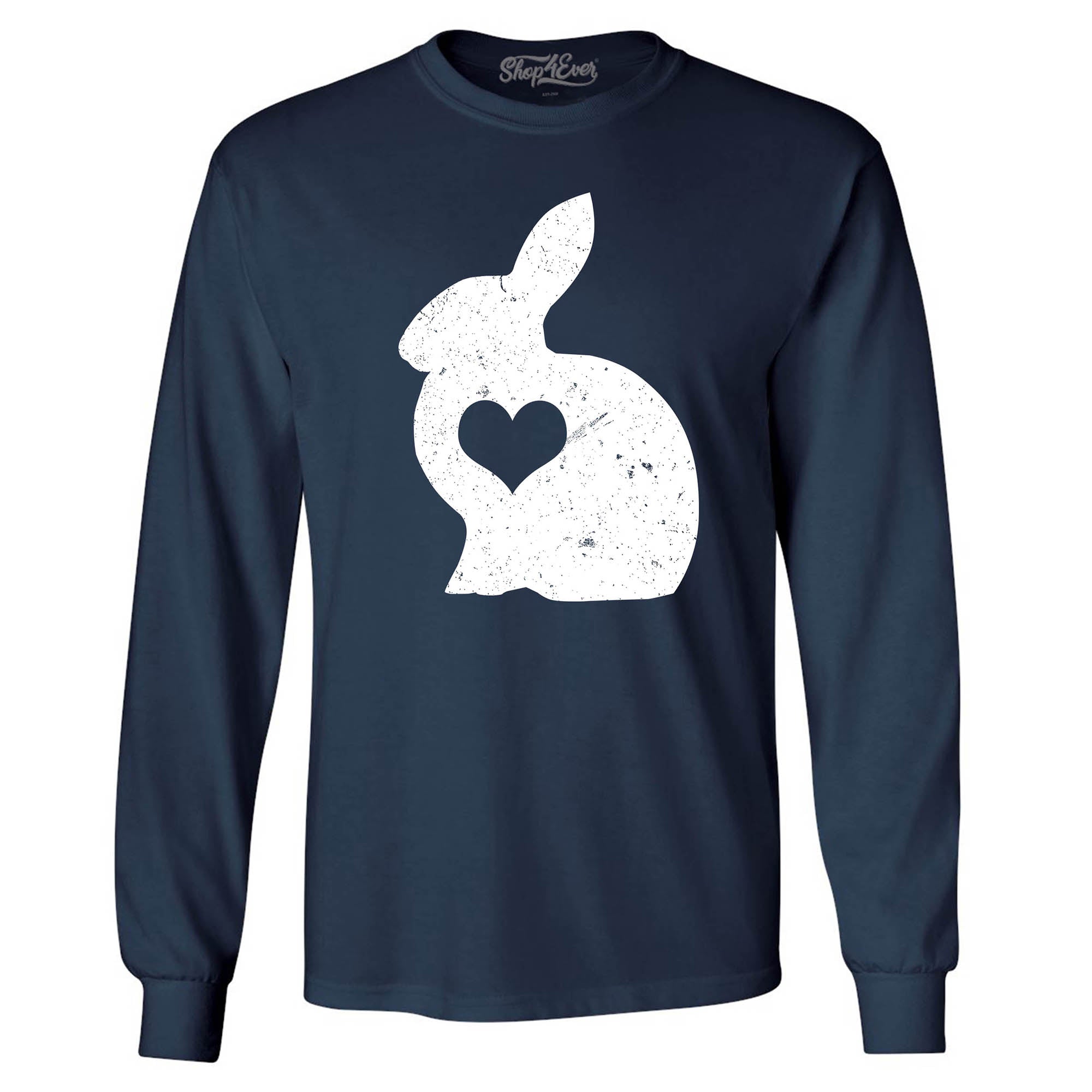 Easter Bunny Rabbit with Heart Long Sleeve Shirt