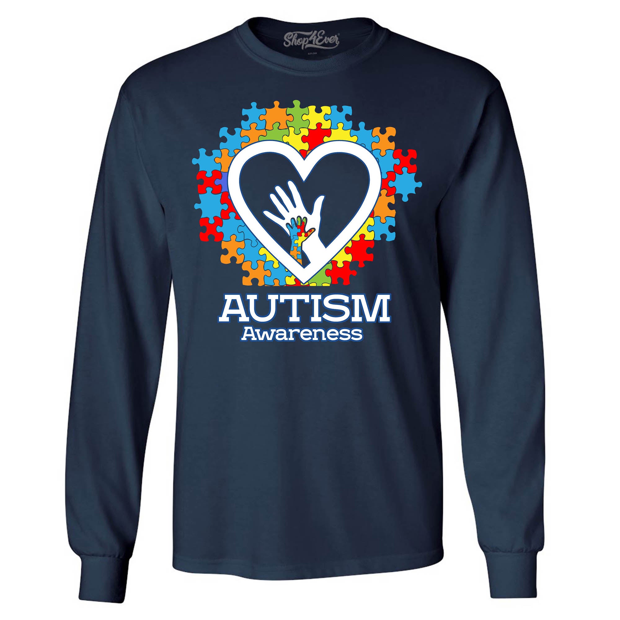 Autism Awareness Hands in Heart Men's Long Sleeve Shirt