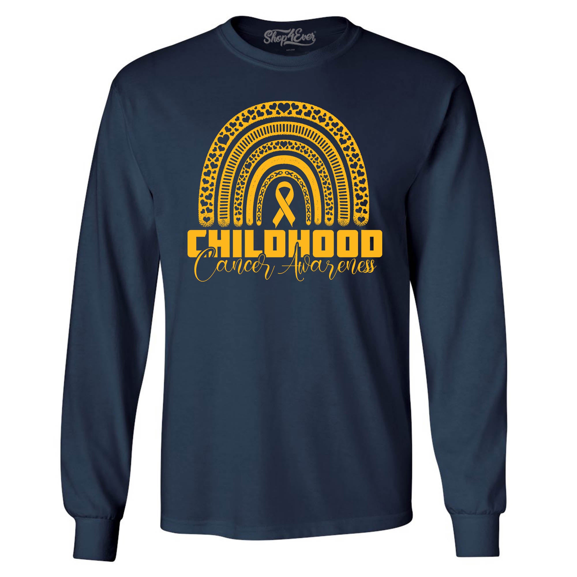 Childhood Cancer Awareness Gold Rainbow Long Sleeve Shirt