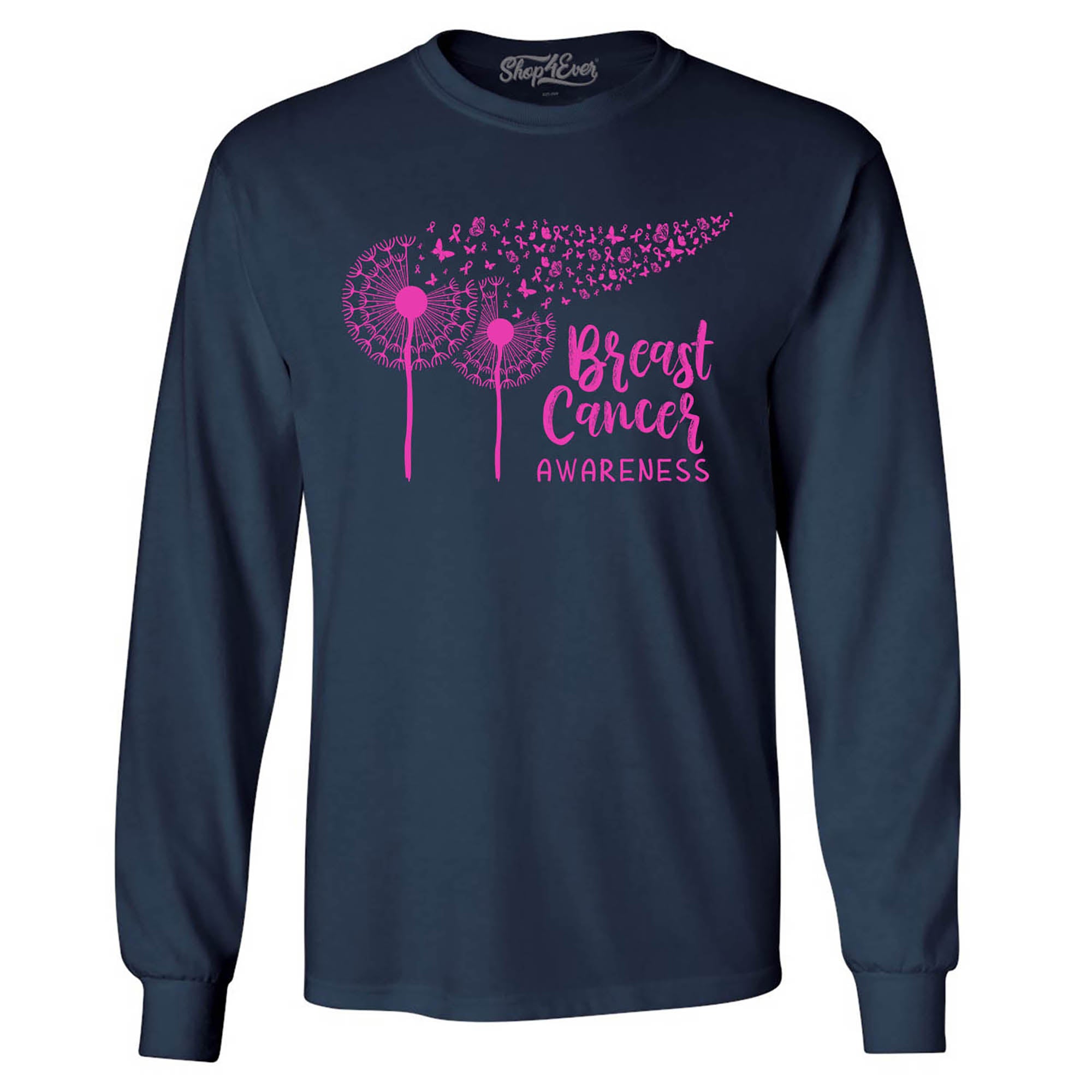 Dandelion Breast Cancer Awareness Long Sleeve Shirt