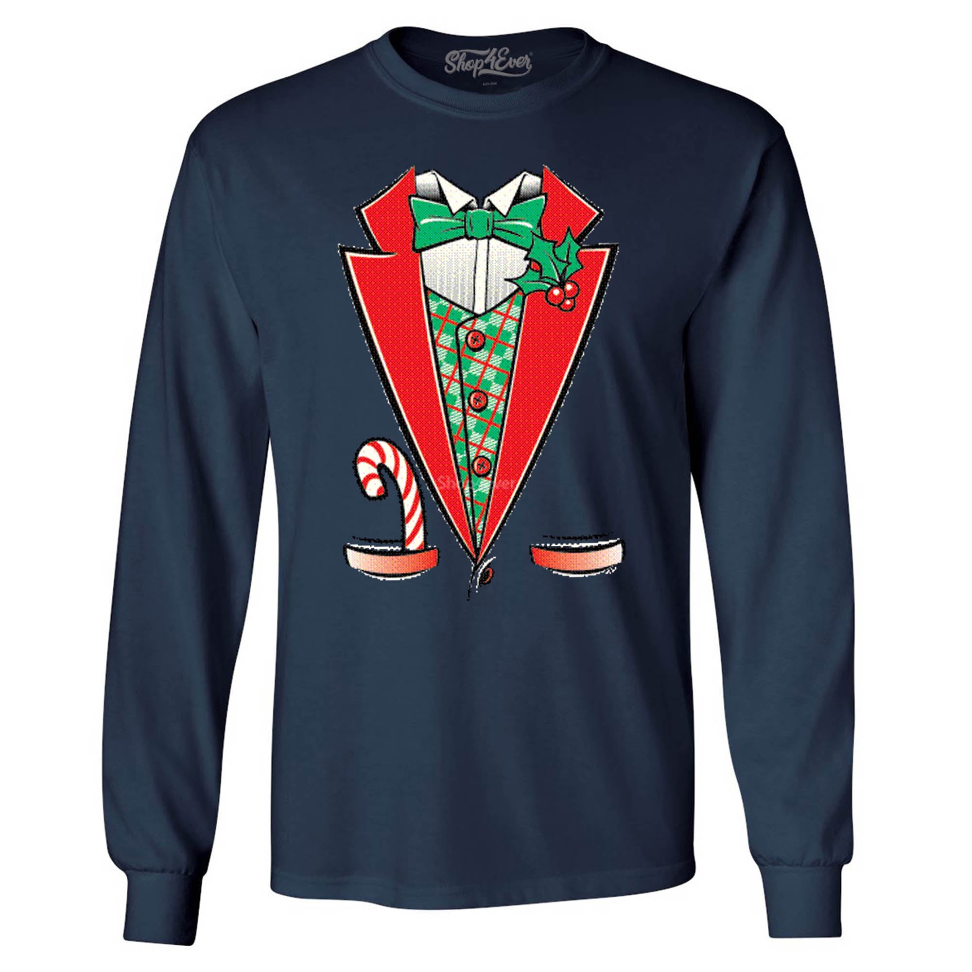 Tuxedo Christmas Costume Long Sleeve Shirt Xmas Shirts