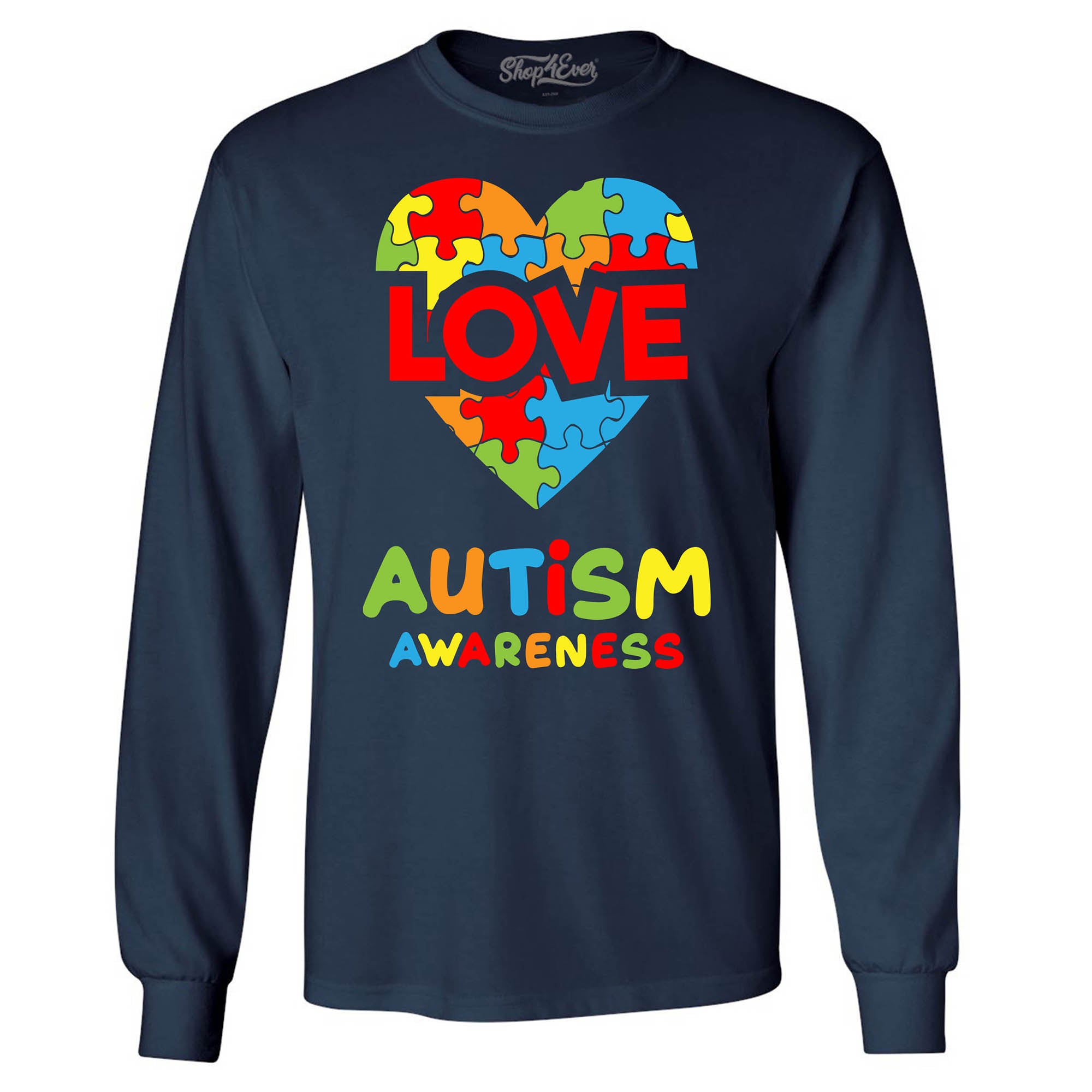 Autism Awareness Love with Puzzled Heart Men's Long Sleeve Shirt