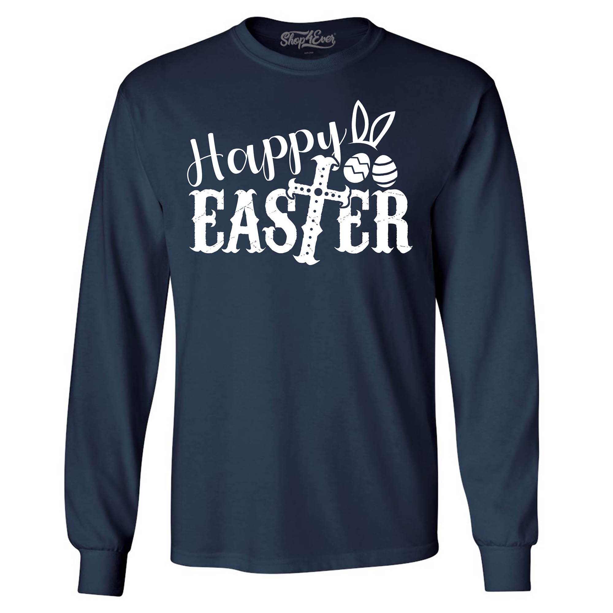Happy Easter with Cross Long Sleeve Shirt