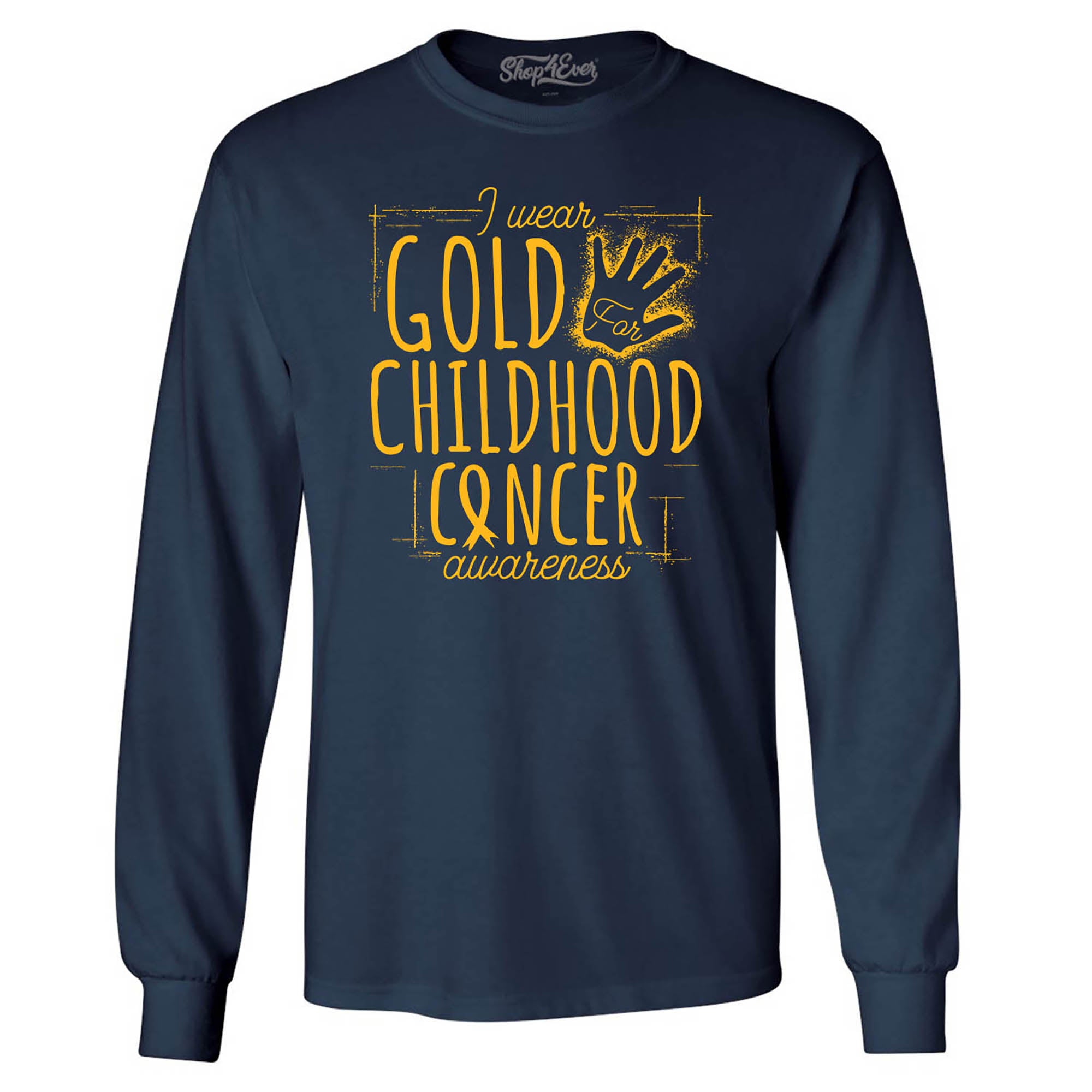 I Wear Gold for Childhood Cancer Awareness Long Sleeve Shirt