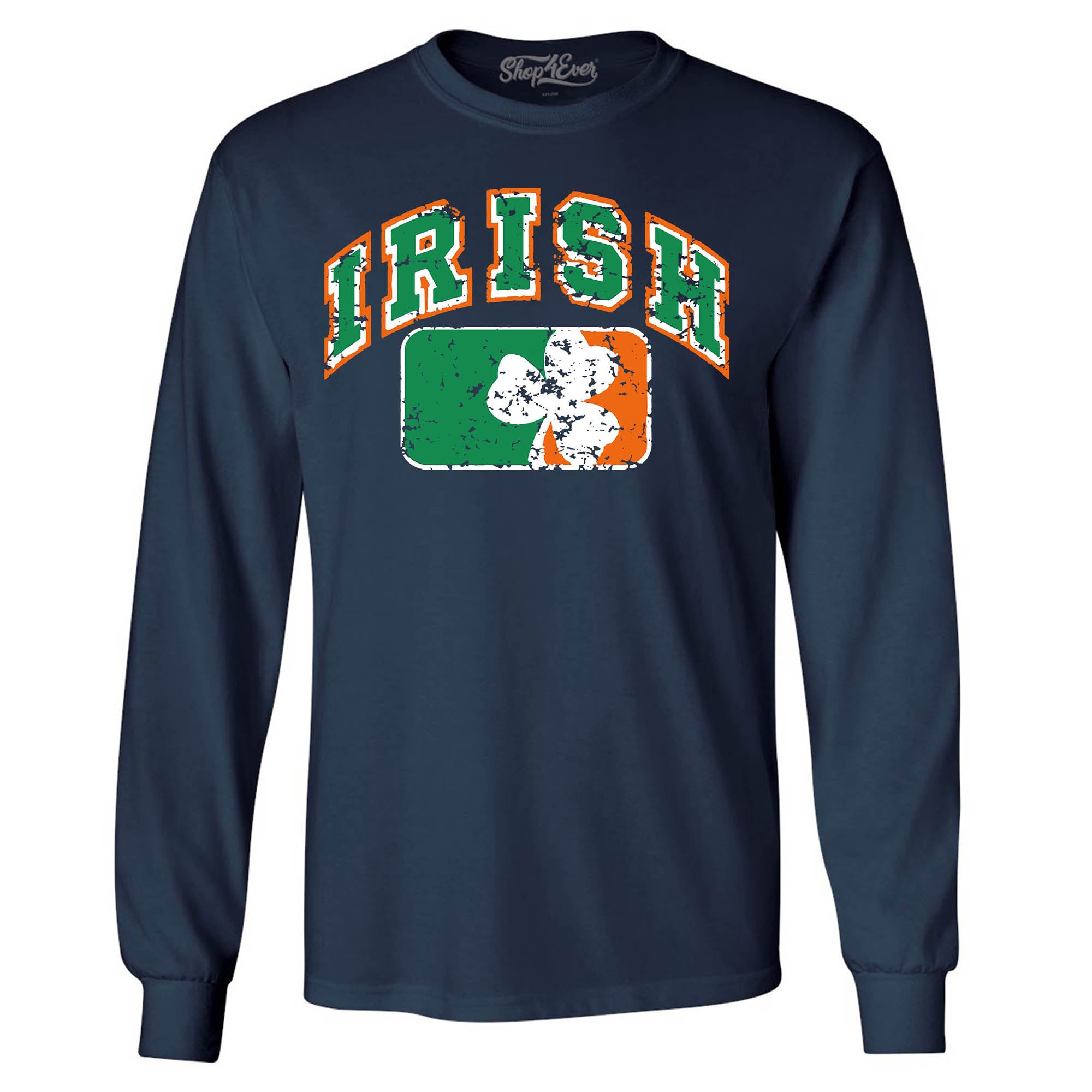 Vintage Irish Flag Shamrock Long Sleeve Shirt Saint Patrick's Day Shirts