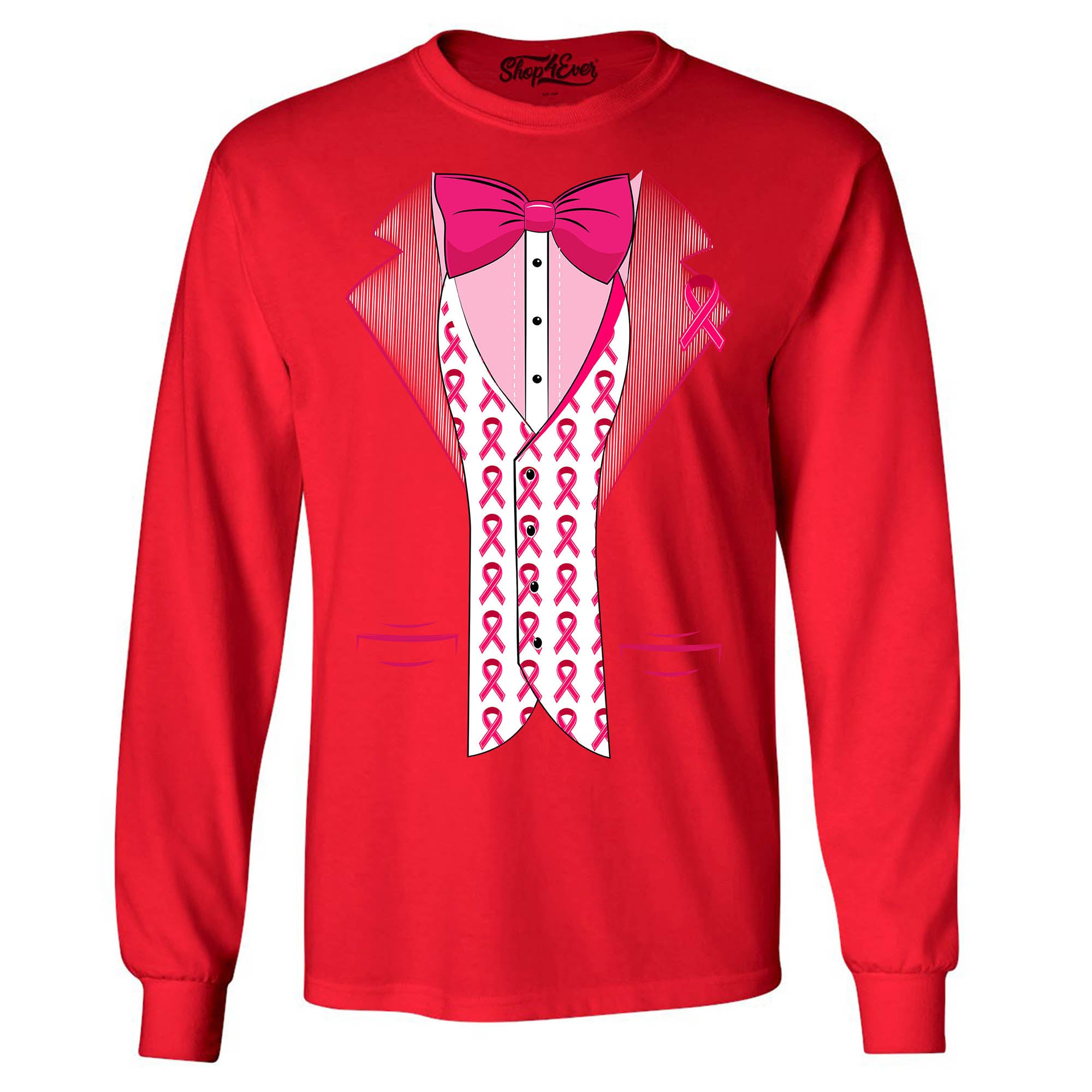 Breast Cancer Tuxedo Support Awareness Long Sleeve Shirt