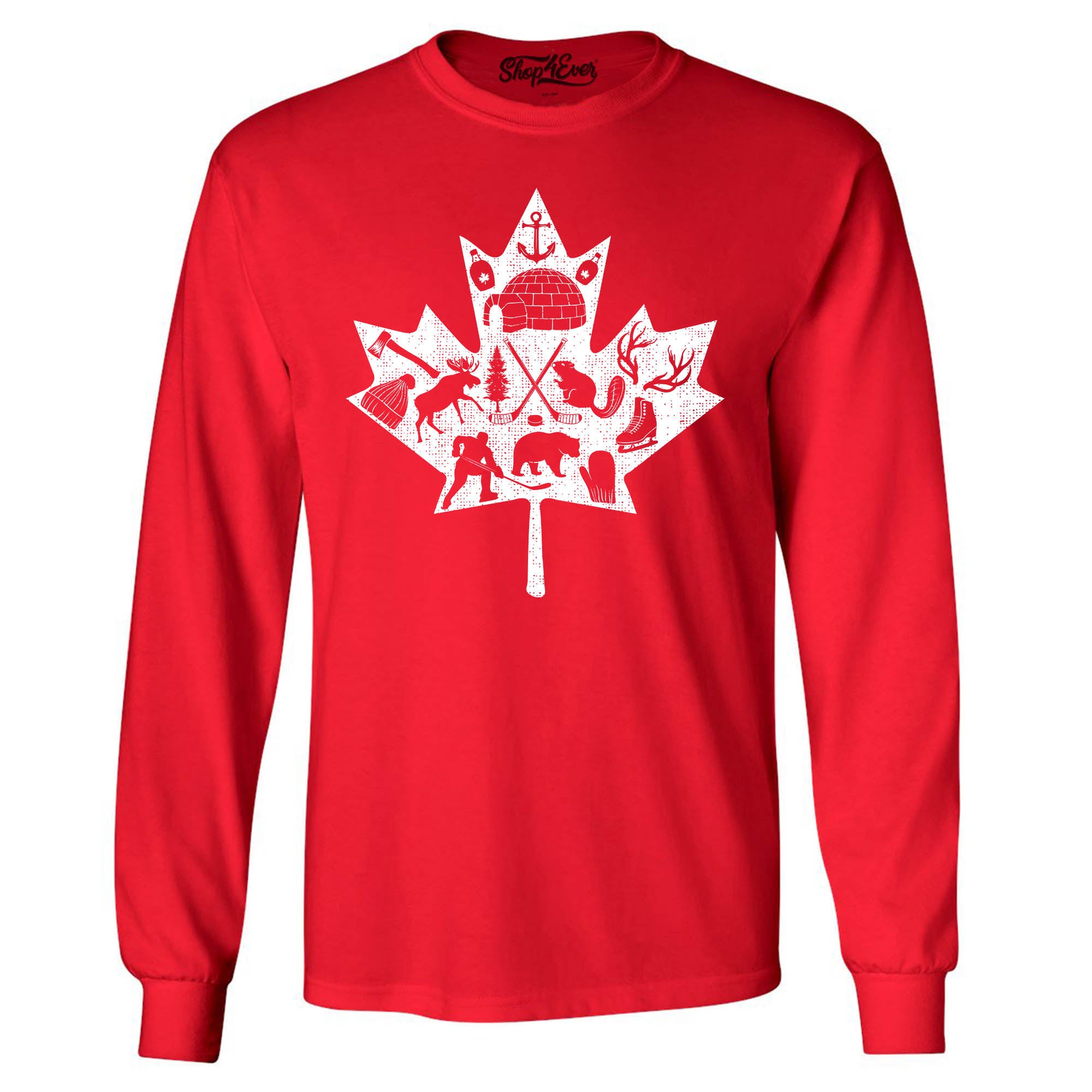 Canadian Winter Leaf Cloud Canada Symbols Long Sleeve Shirt