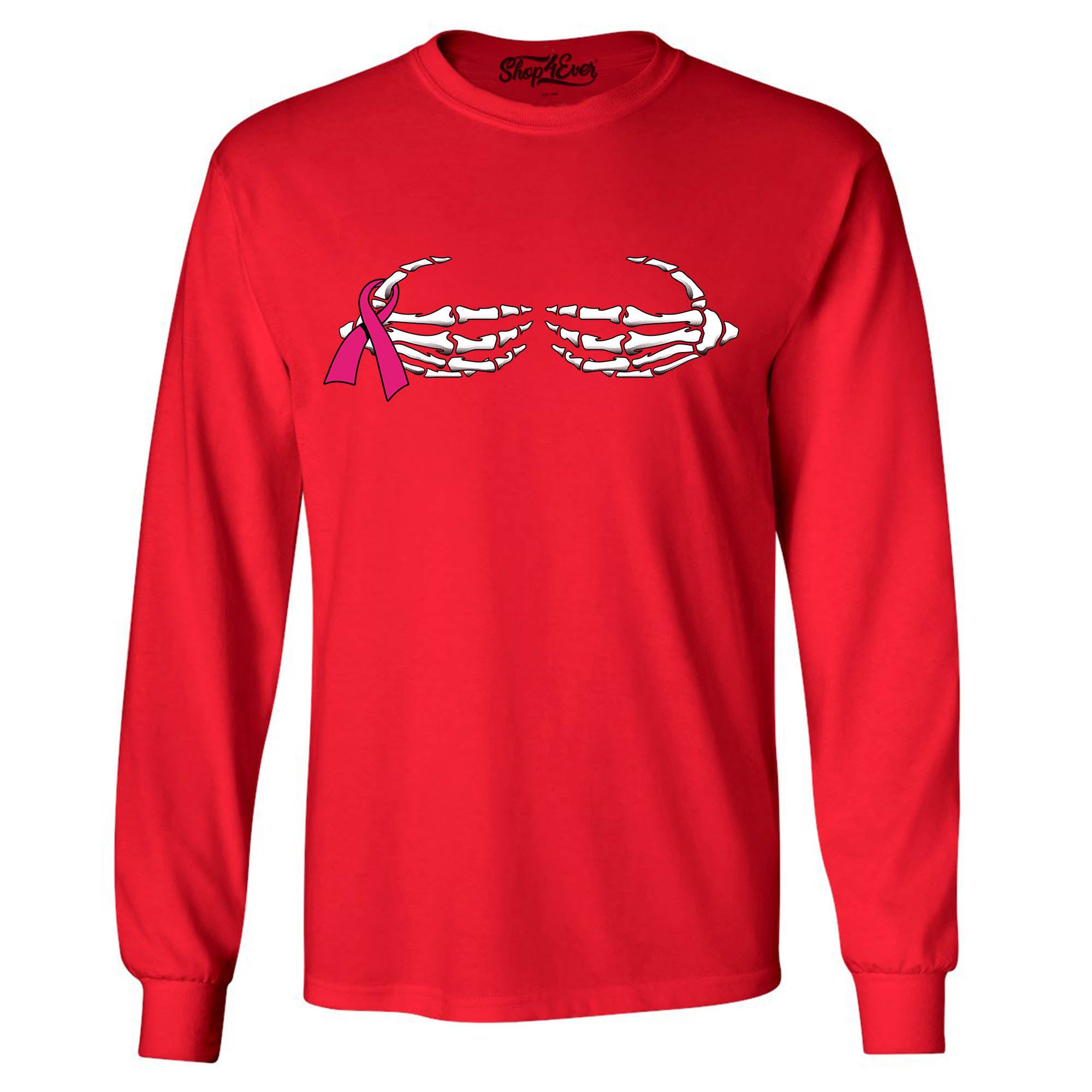 Skeleton Hands Long Sleeve Shirt Breast Cancer Awareness Shirts