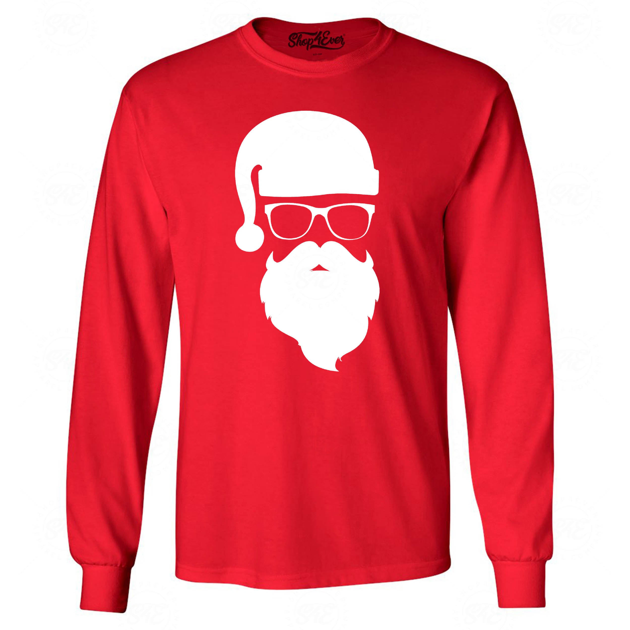 Hipster Santa with Sunglasses Christmas Long Sleeve Shirt
