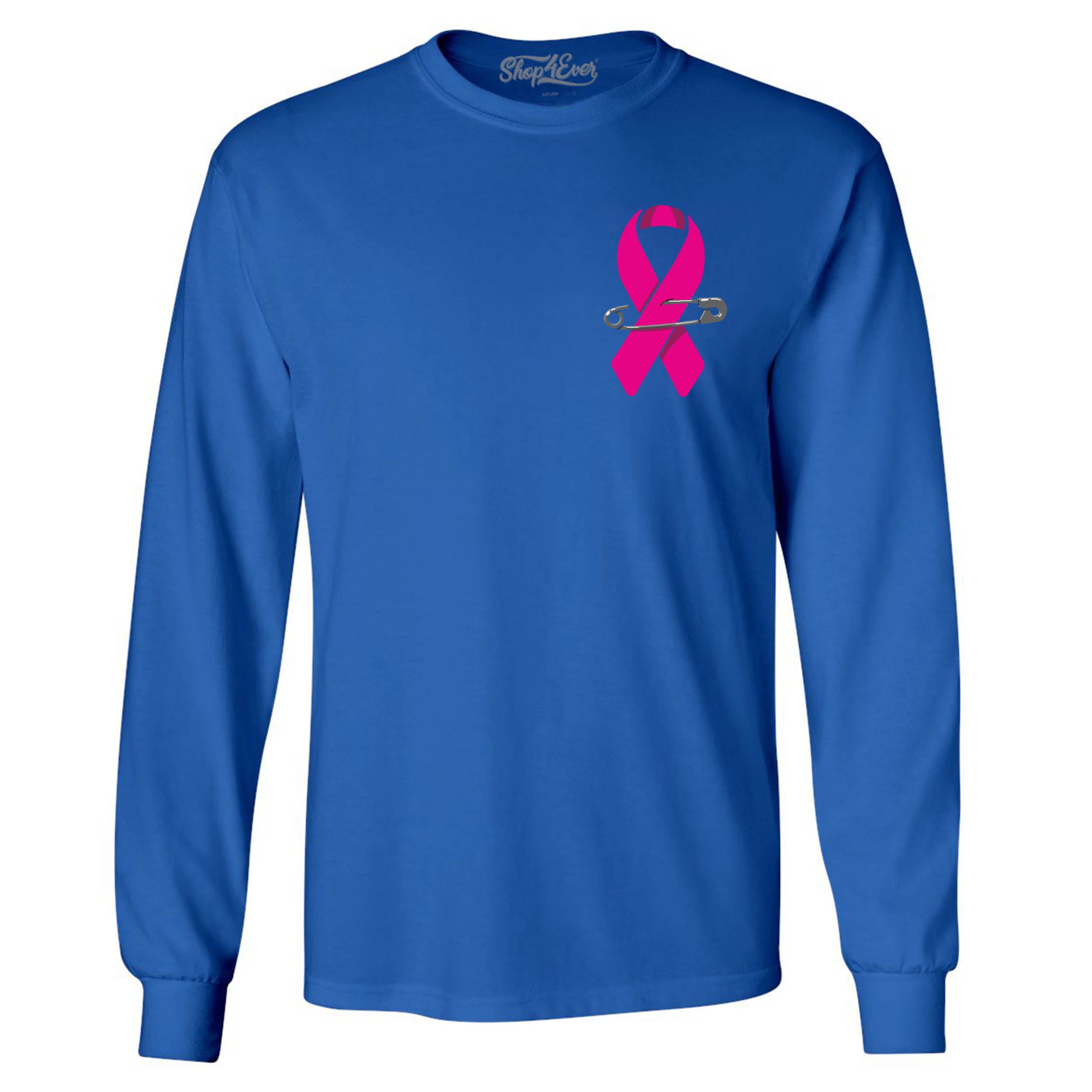 Pink Breast Cancer Ribbon Pin Support Awareness Men's Long Sleeve Shirt