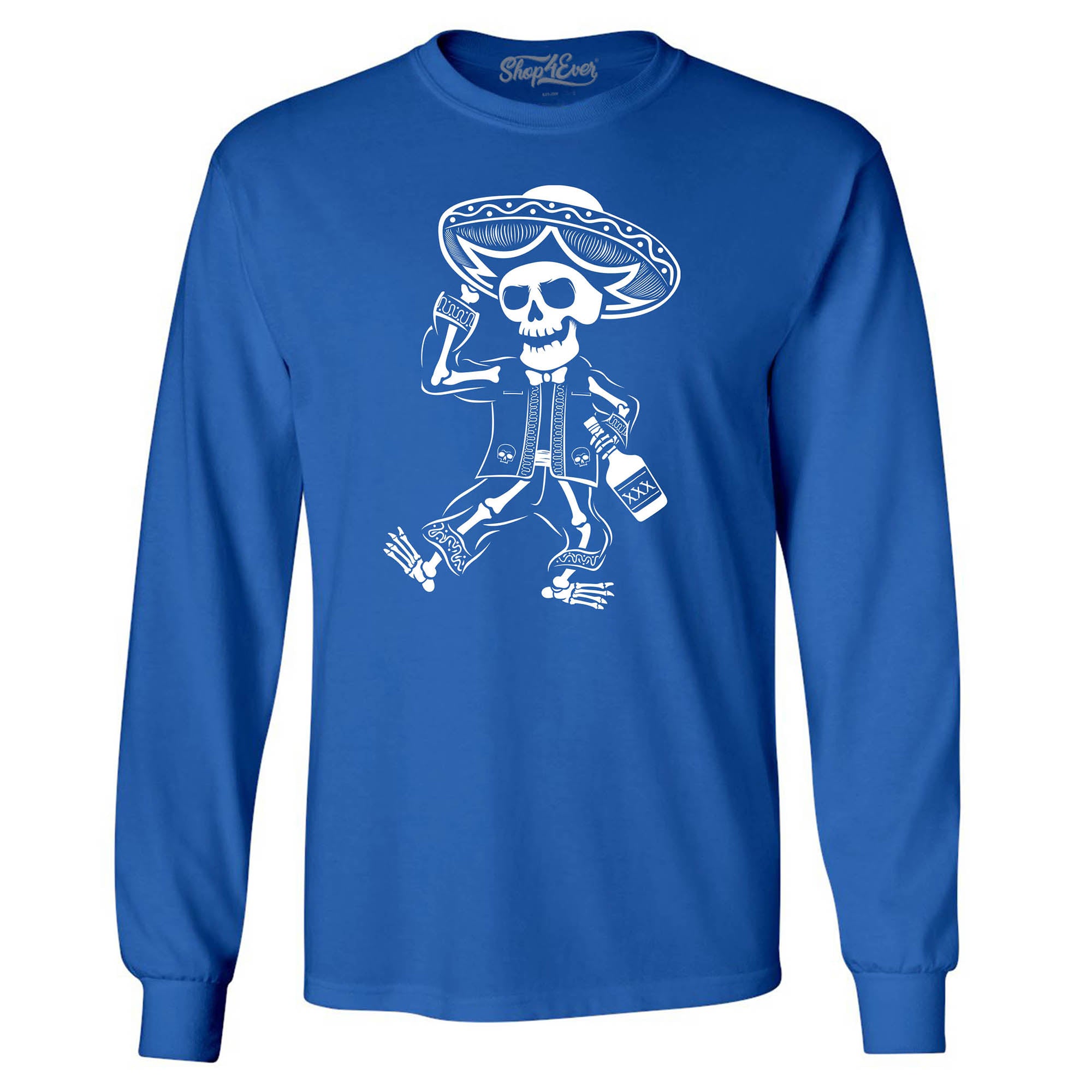 Drunk Mariachi Skeleton Day of The Dead Long Sleeve Shirt