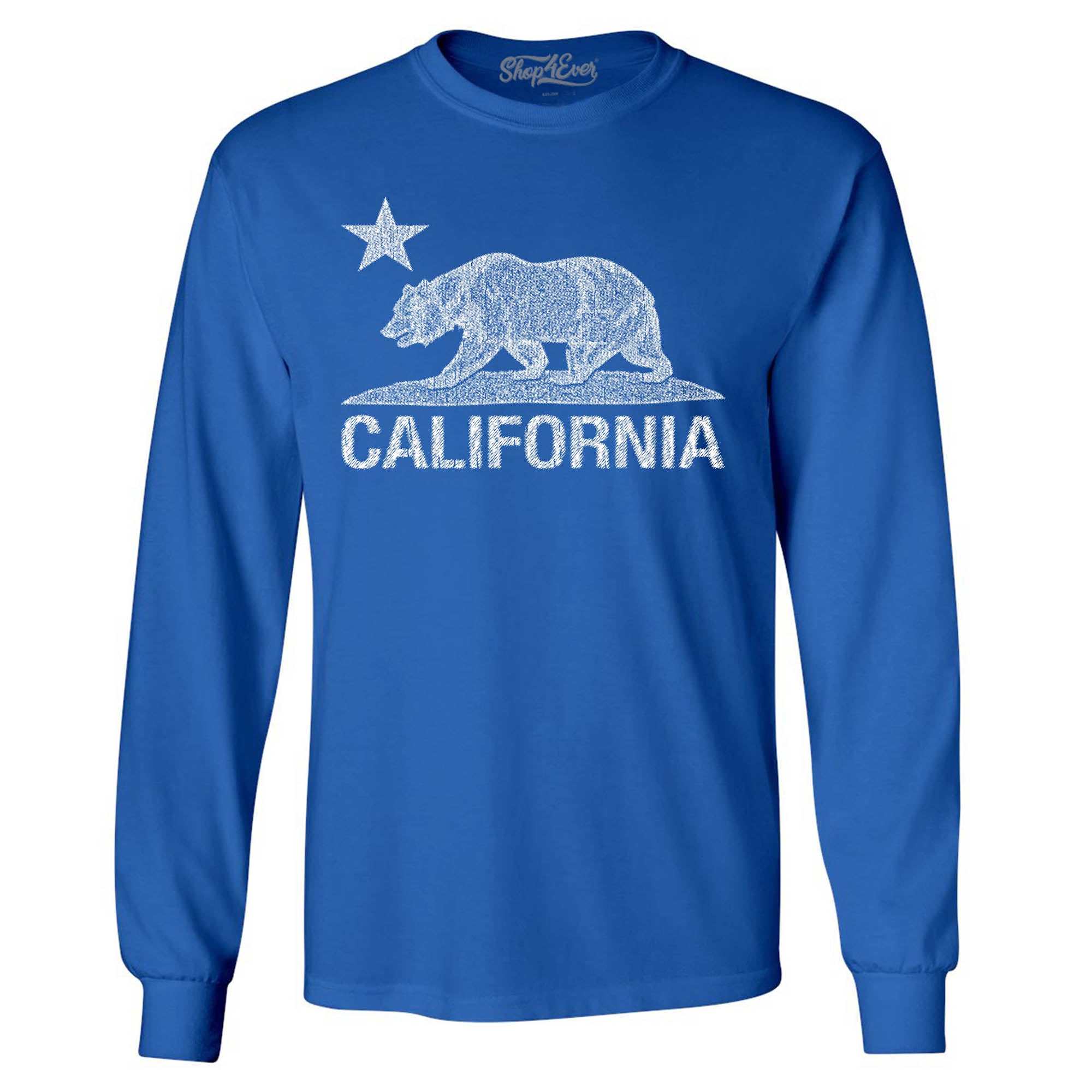 California Distressed White Bear Long Sleeve Shirt California Shirts