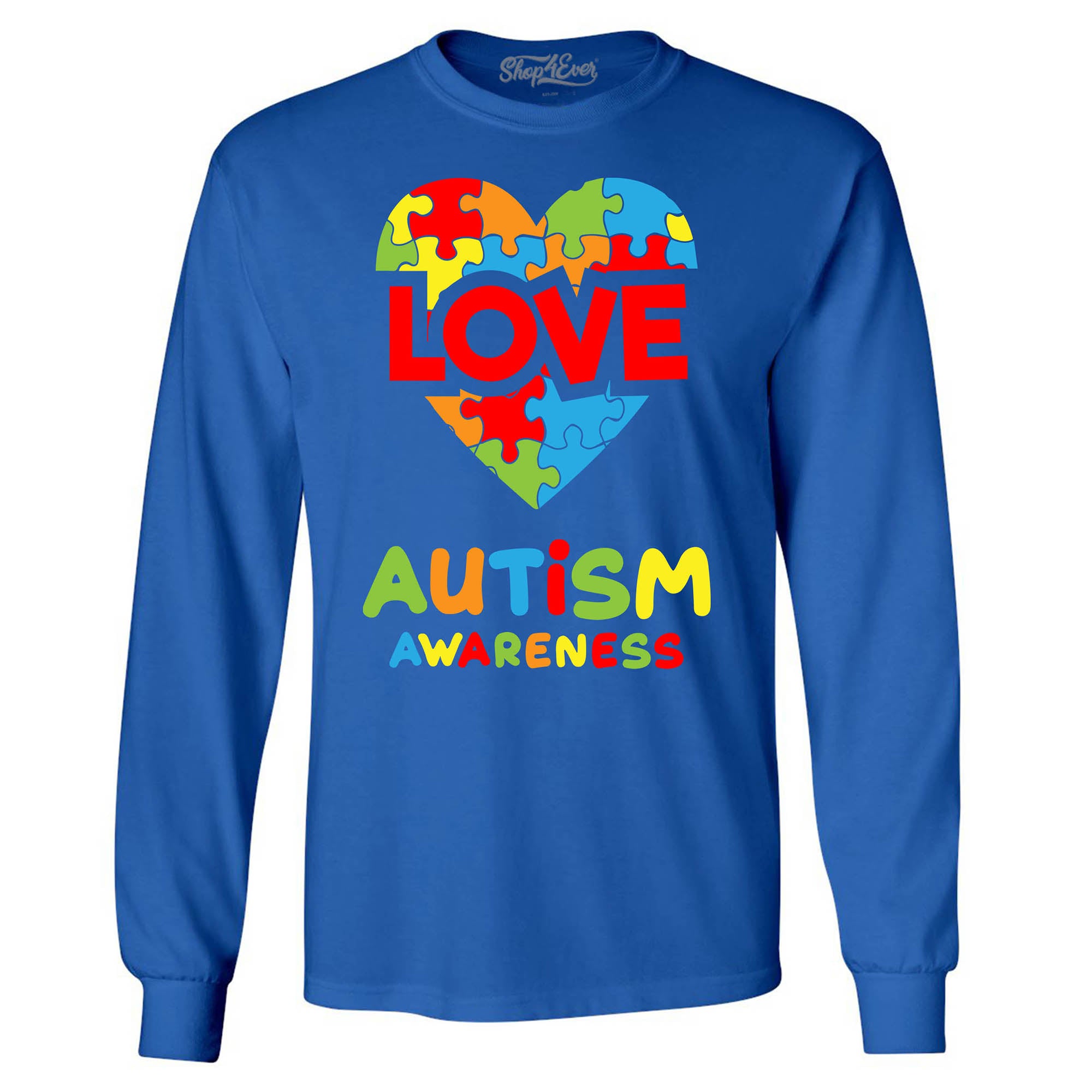 Autism Awareness Love with Puzzled Heart Men's Long Sleeve Shirt