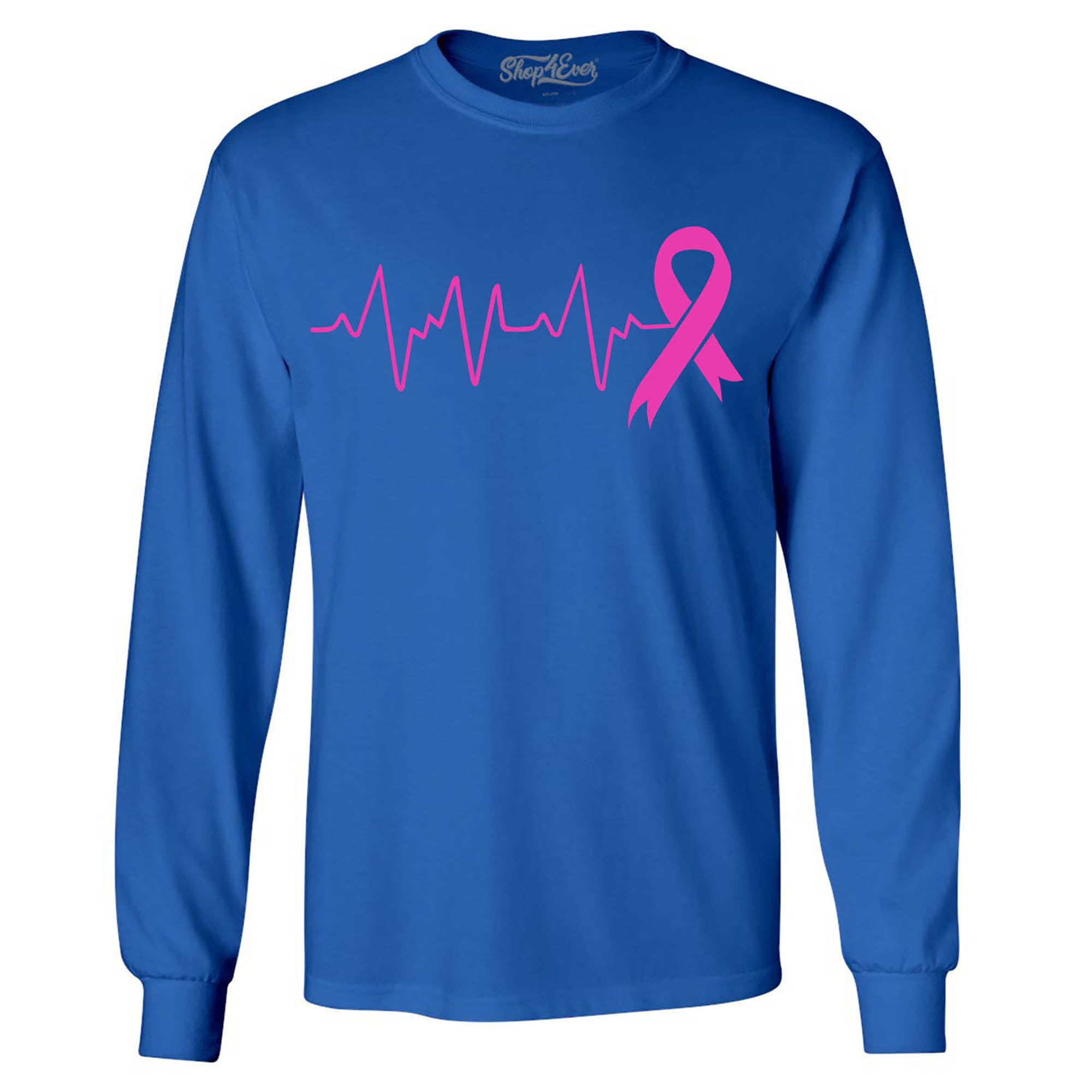 Heartbeat Pink Ribbon Breast Cancer Awareness Long Sleeve Shirt
