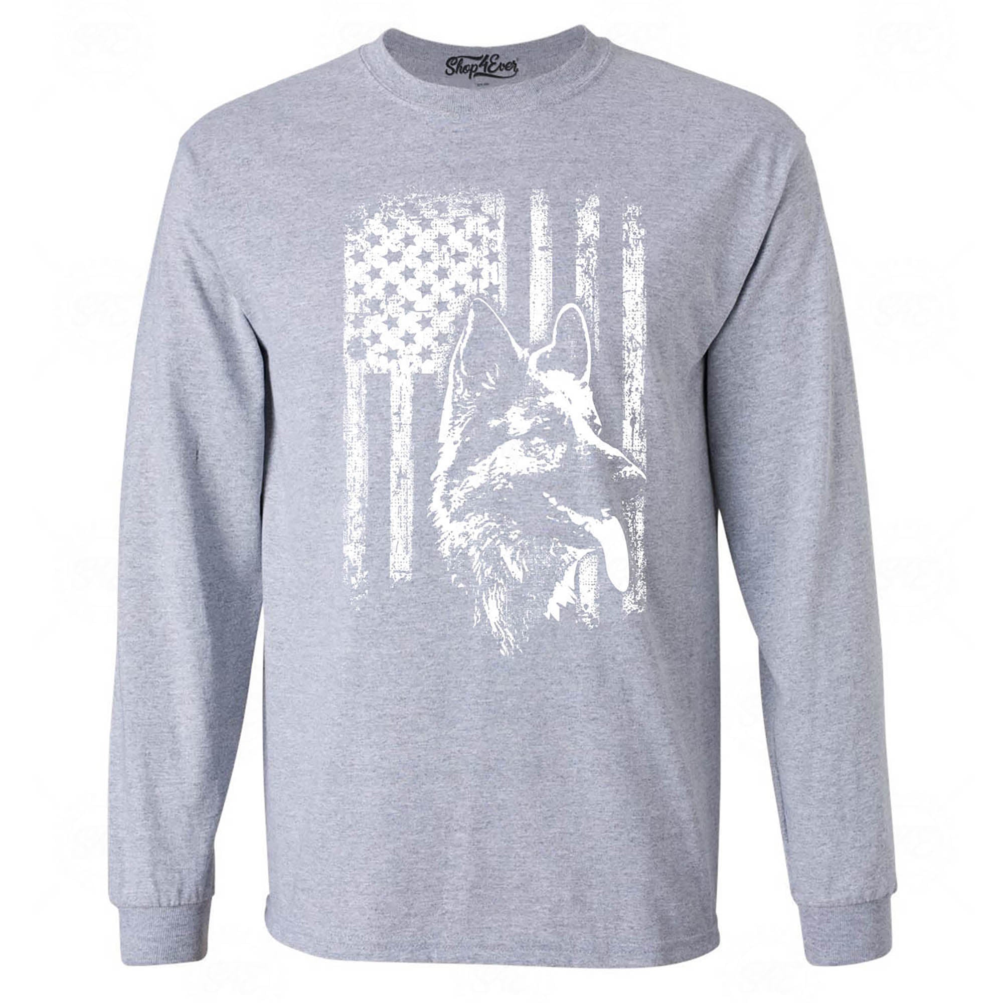 German Shepherd American Flag Long Sleeve Shirt
