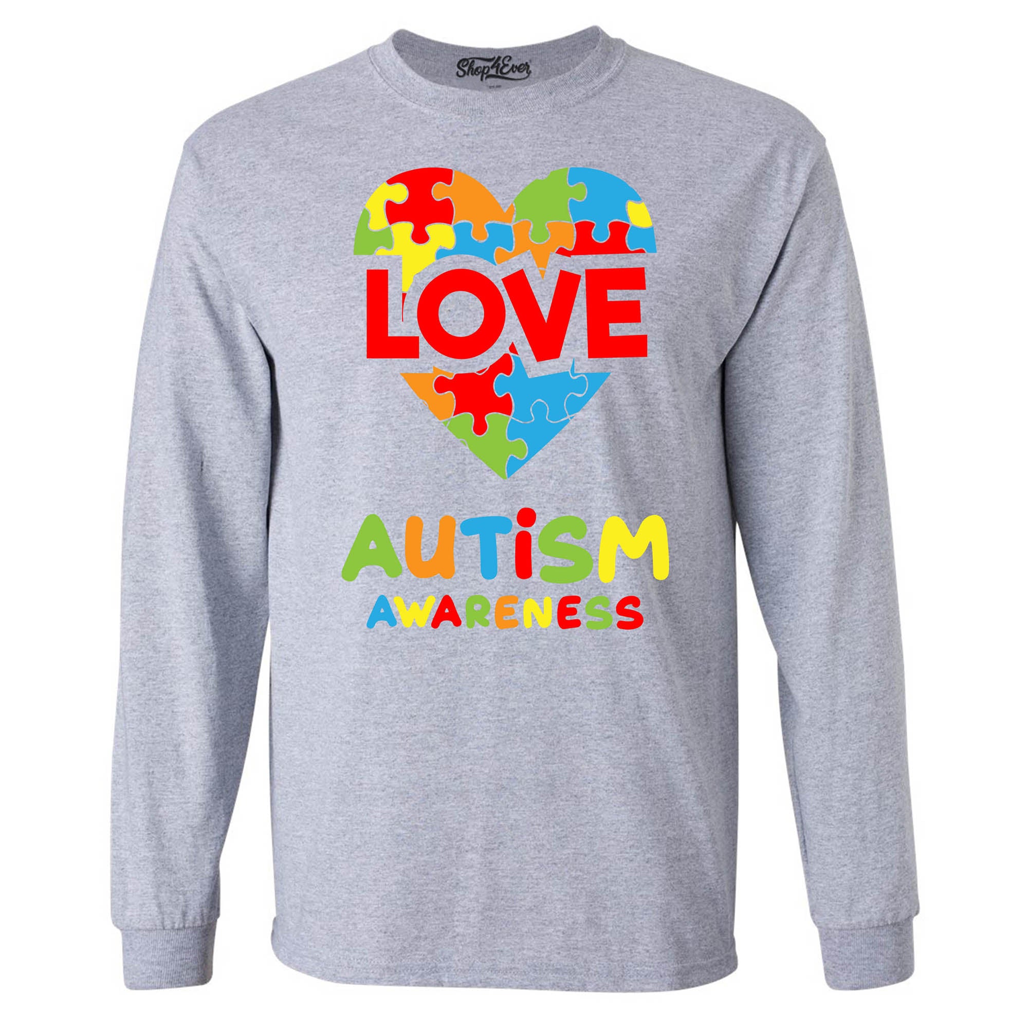 Autism Awareness Love with Puzzled Heart Men's Long Sleeve Shirt