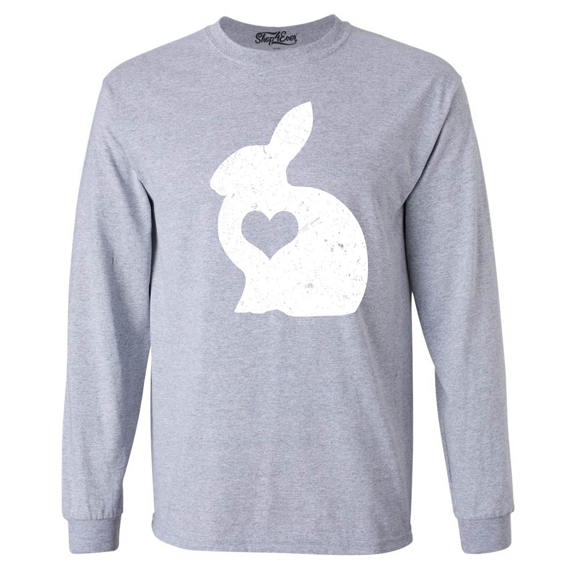 Easter Bunny Rabbit with Heart Long Sleeve Shirt