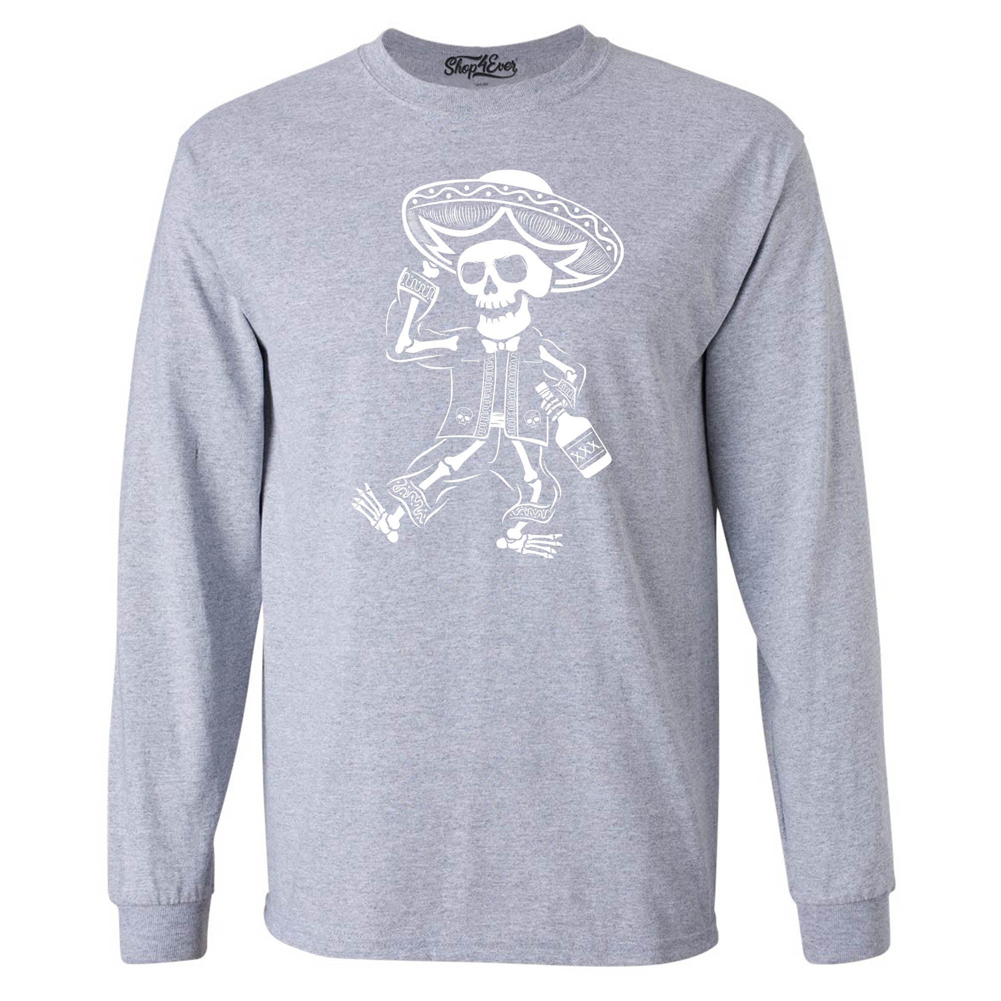 Drunk Mariachi Skeleton Day of The Dead Long Sleeve Shirt