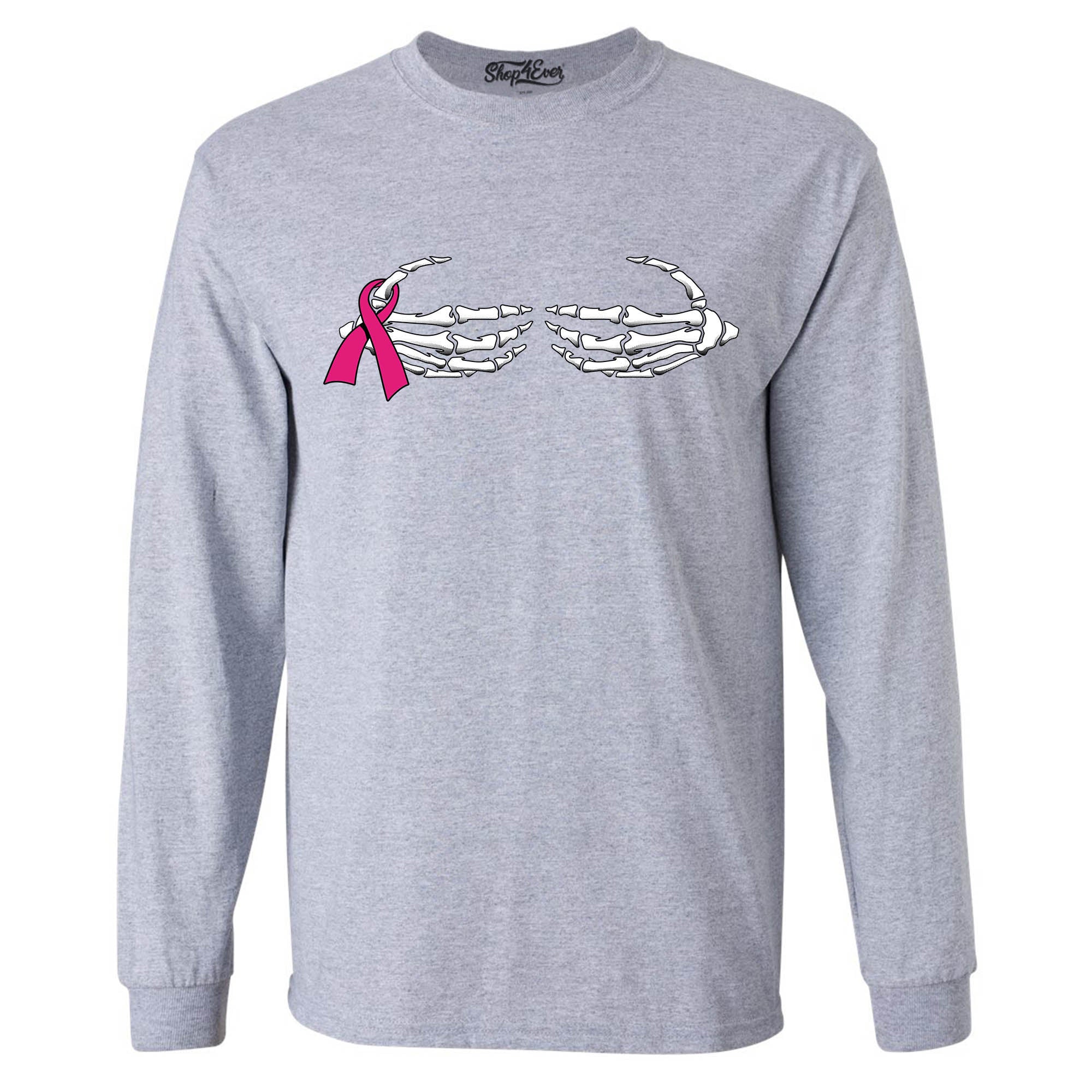 Skeleton Hands Long Sleeve Shirt Breast Cancer Awareness Shirts