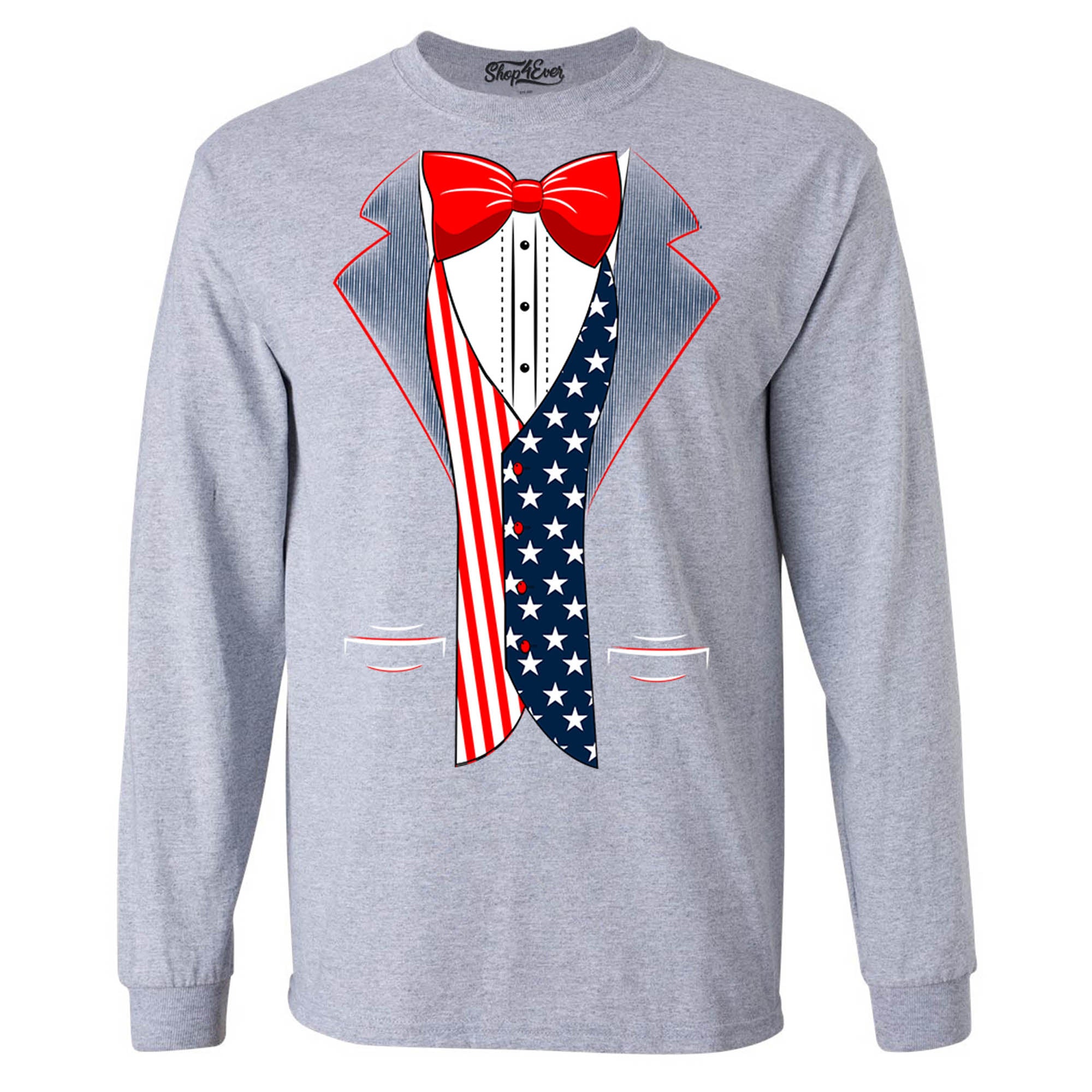 4th of July USA Tuxedo American Flag Long Sleeve Shirt