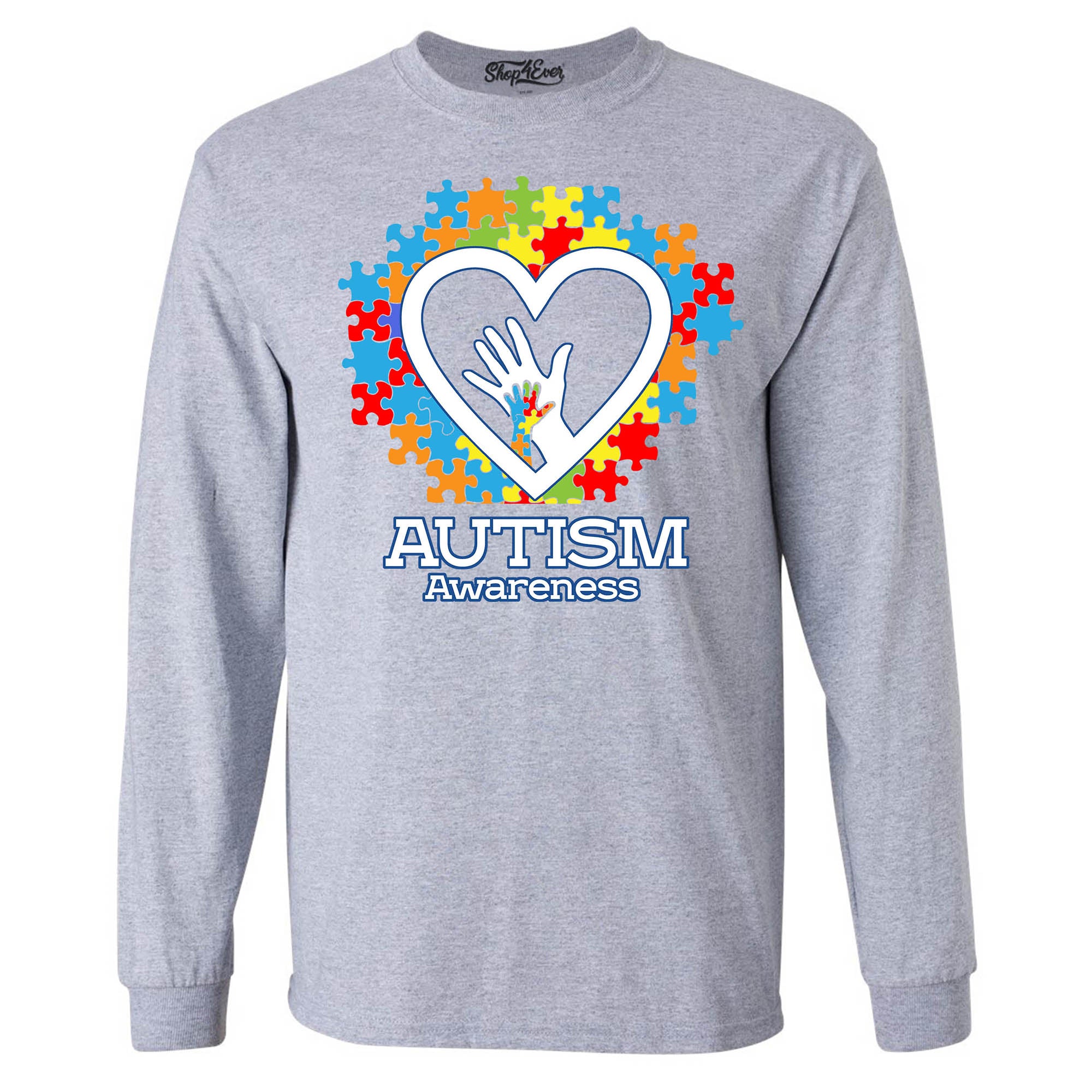 Autism Awareness Hands in Heart Men's Long Sleeve Shirt