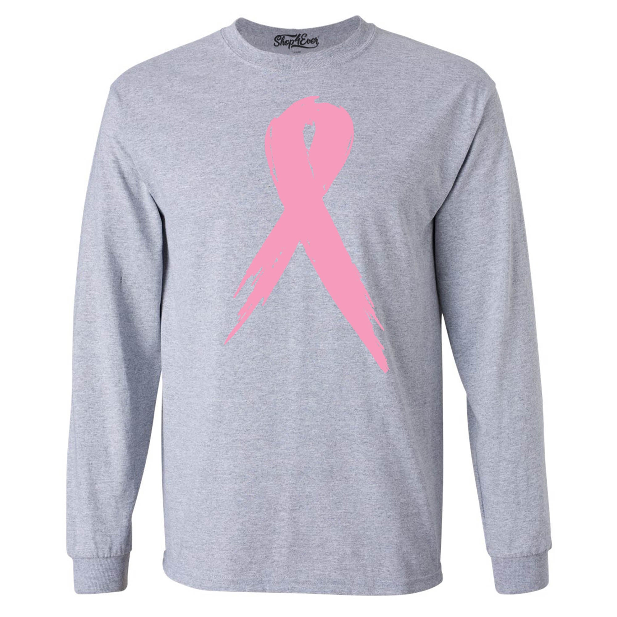 Pink Breast Cancer Ribbon Support Awareness Men's Long Sleeve Shirt