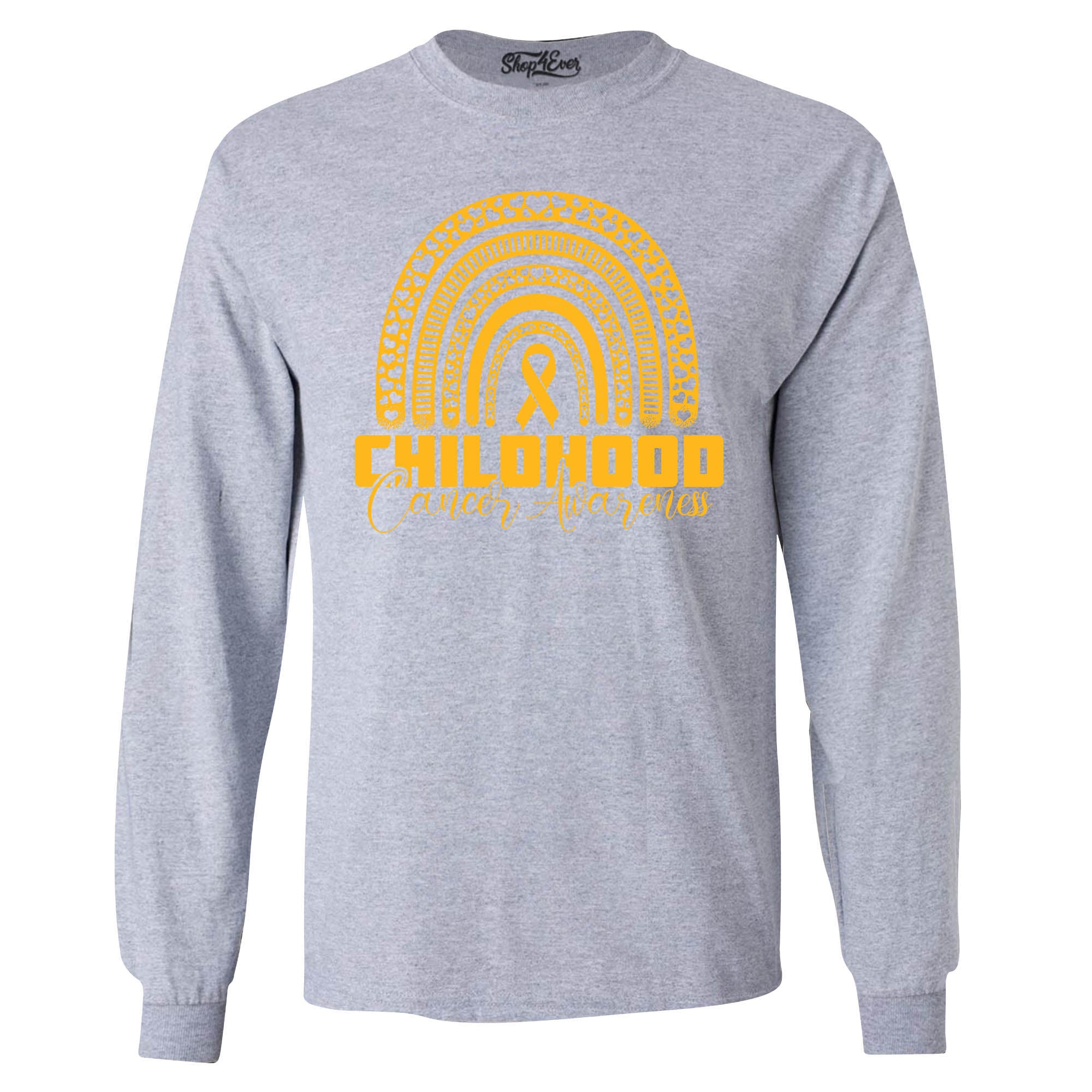 Childhood Cancer Awareness Gold Rainbow Long Sleeve Shirt