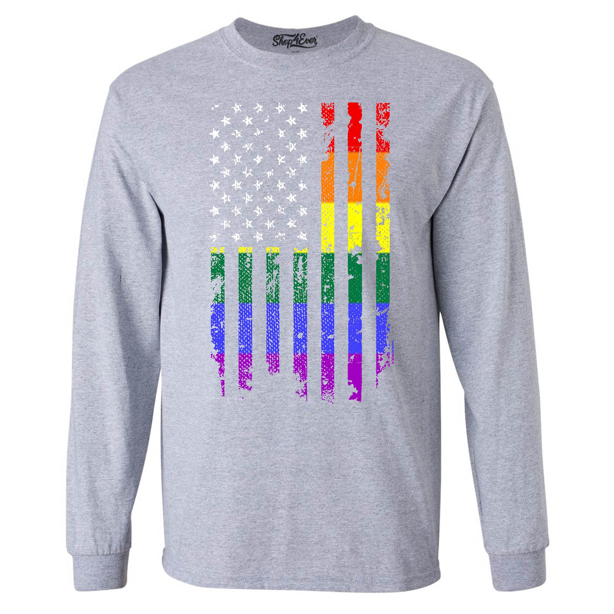 Distressed Rainbow Flag Long Sleeve Shirt Gay Pride Shirts