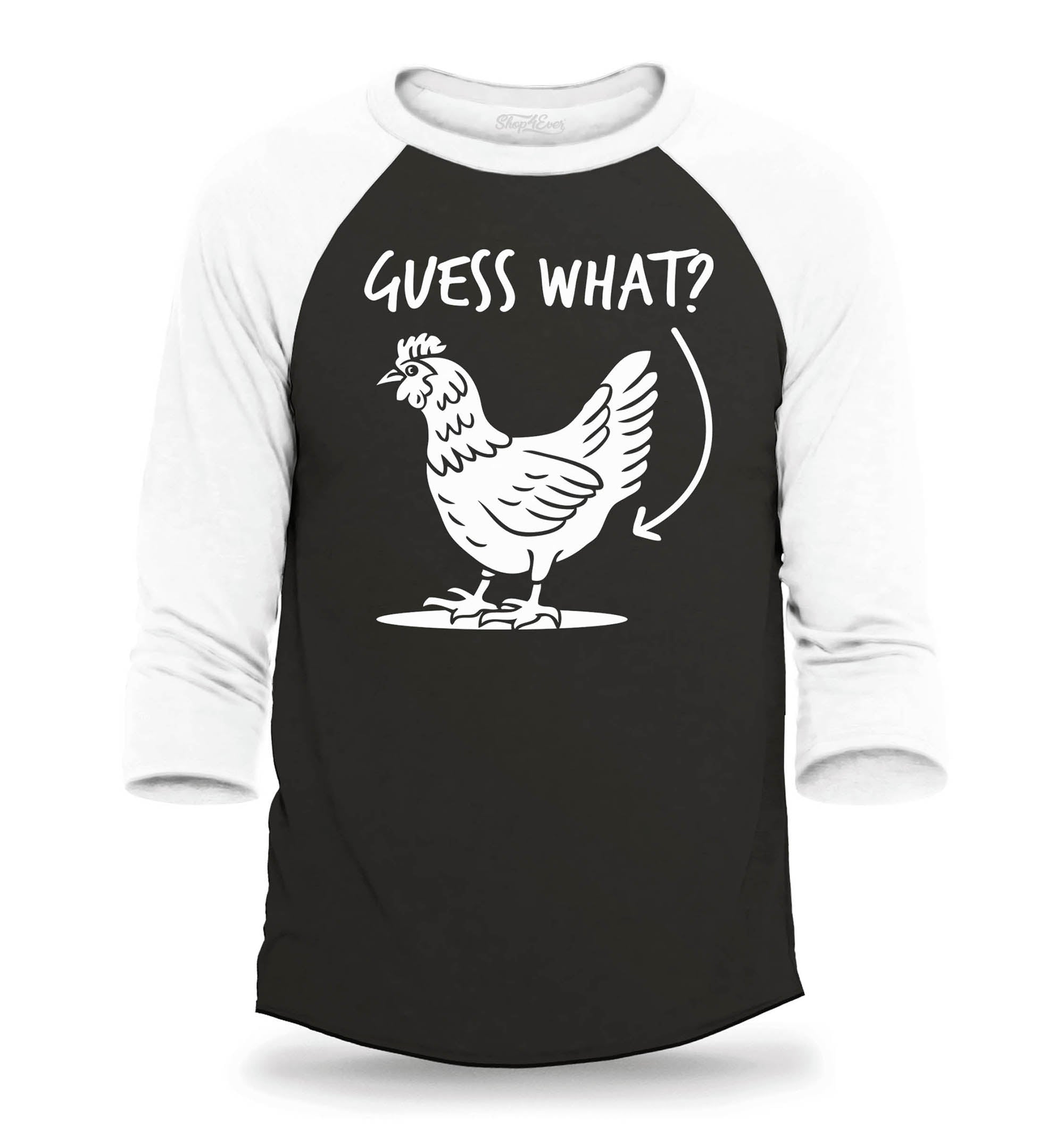 Guess What? Chicken Butt Funny Jokes Raglan Baseball Shirt