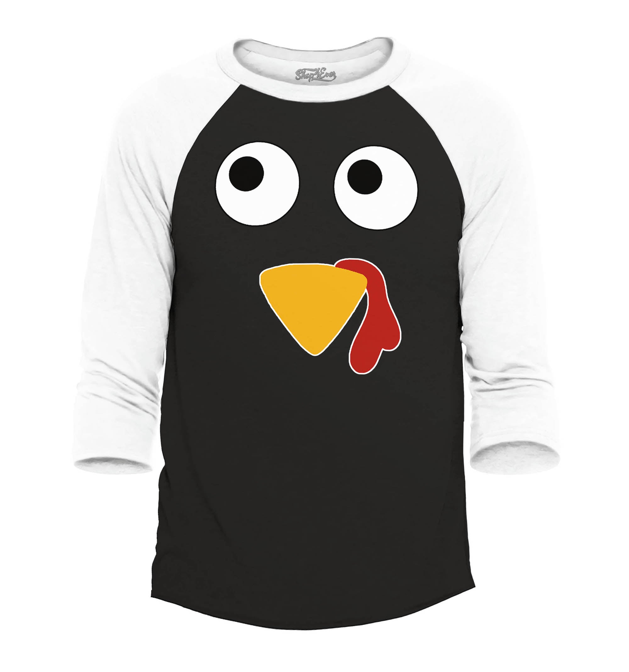 Turkey Face Baseball Shirt Thanksgiving Raglan Shirt