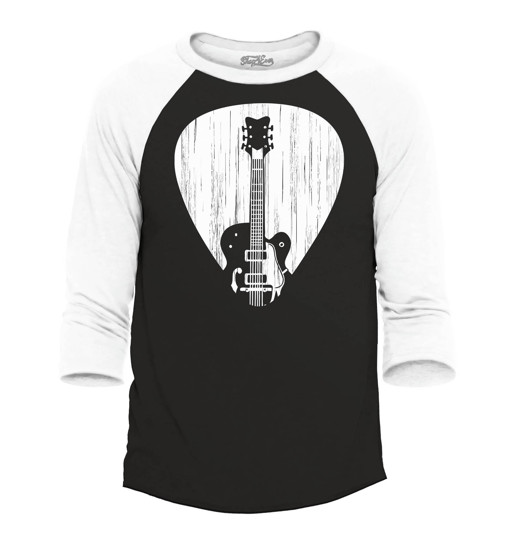 Electric Guitar Pick Musician Raglan Baseball Shirt