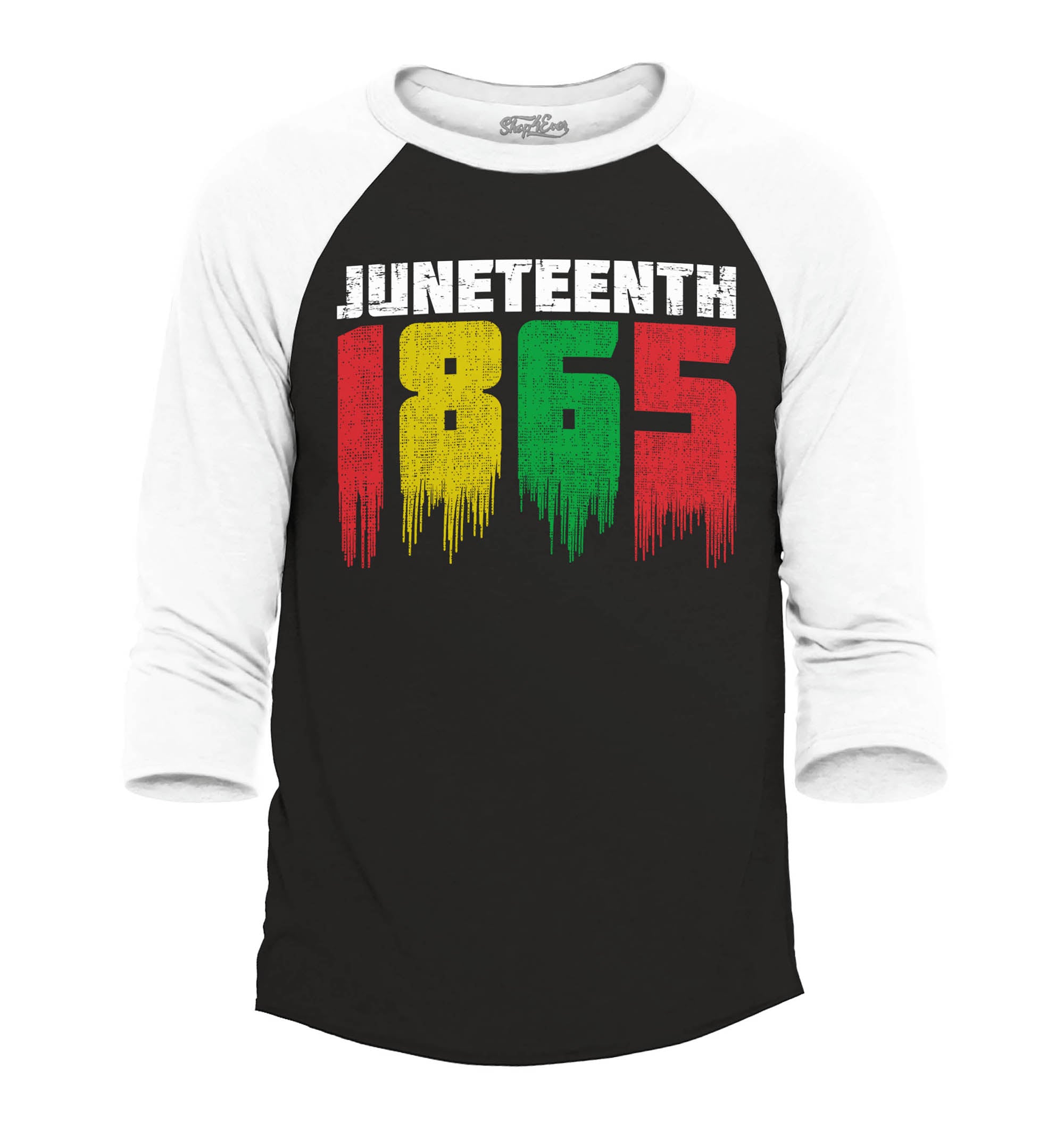 Juneteenth 1865 Dripping June 19th Raglan Baseball Shirt