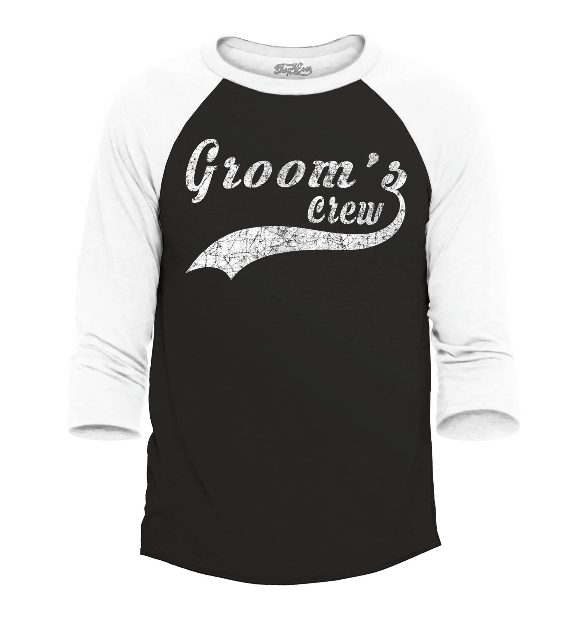 Groom's Crew Distressed Wedding Raglan Baseball Shirt