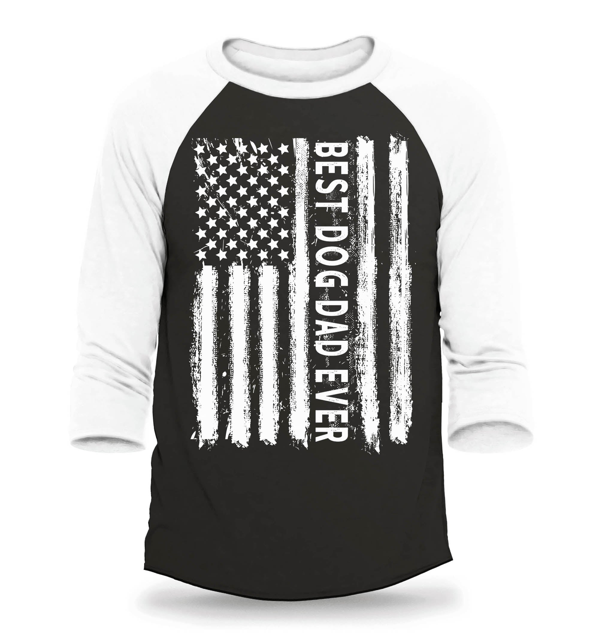 Best Dog Dad Ever American Flag Patriotic Raglan Baseball Shirt