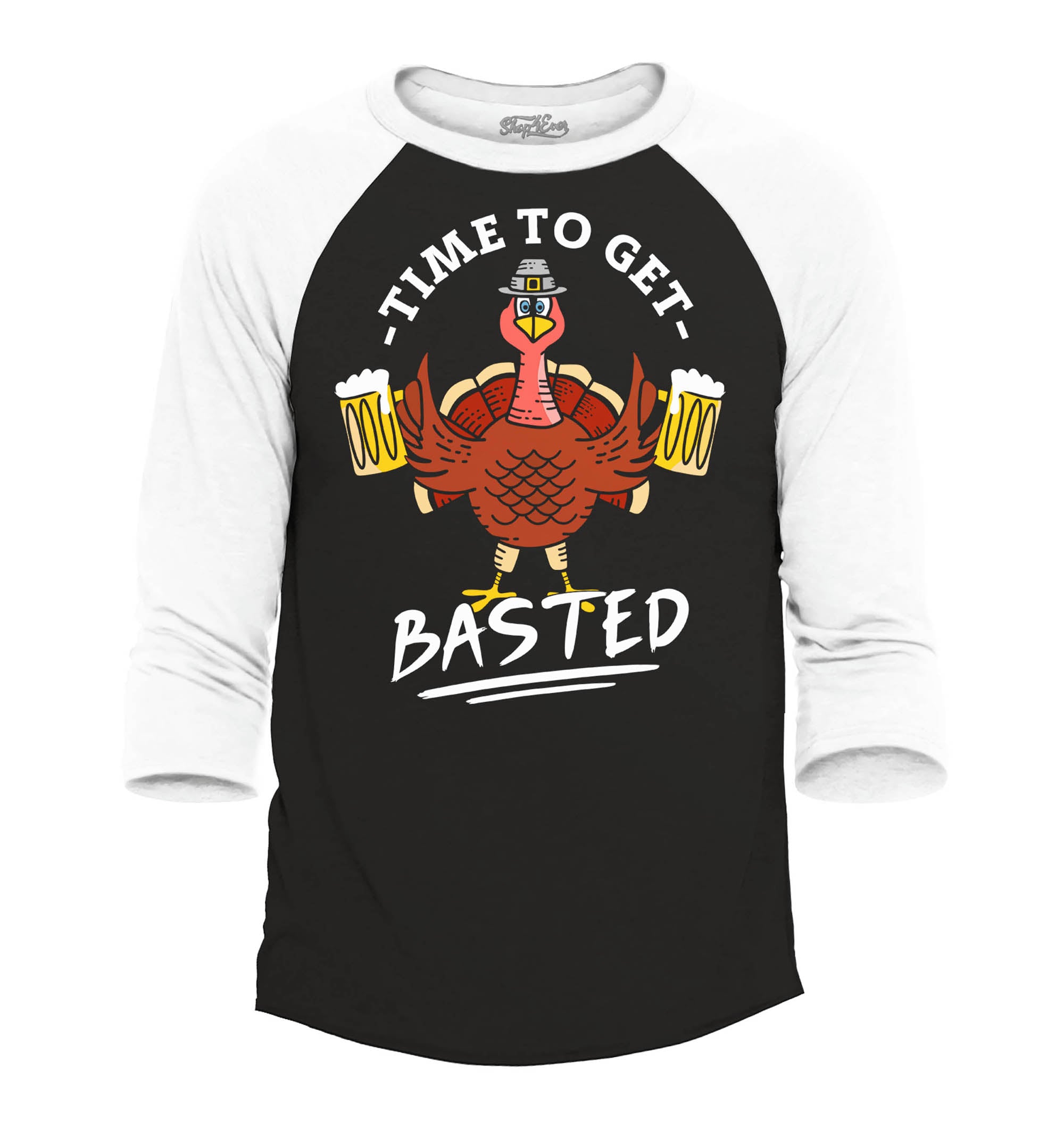 Time to Get Basted Thanksgiving Turkey Raglan Baseball Shirt